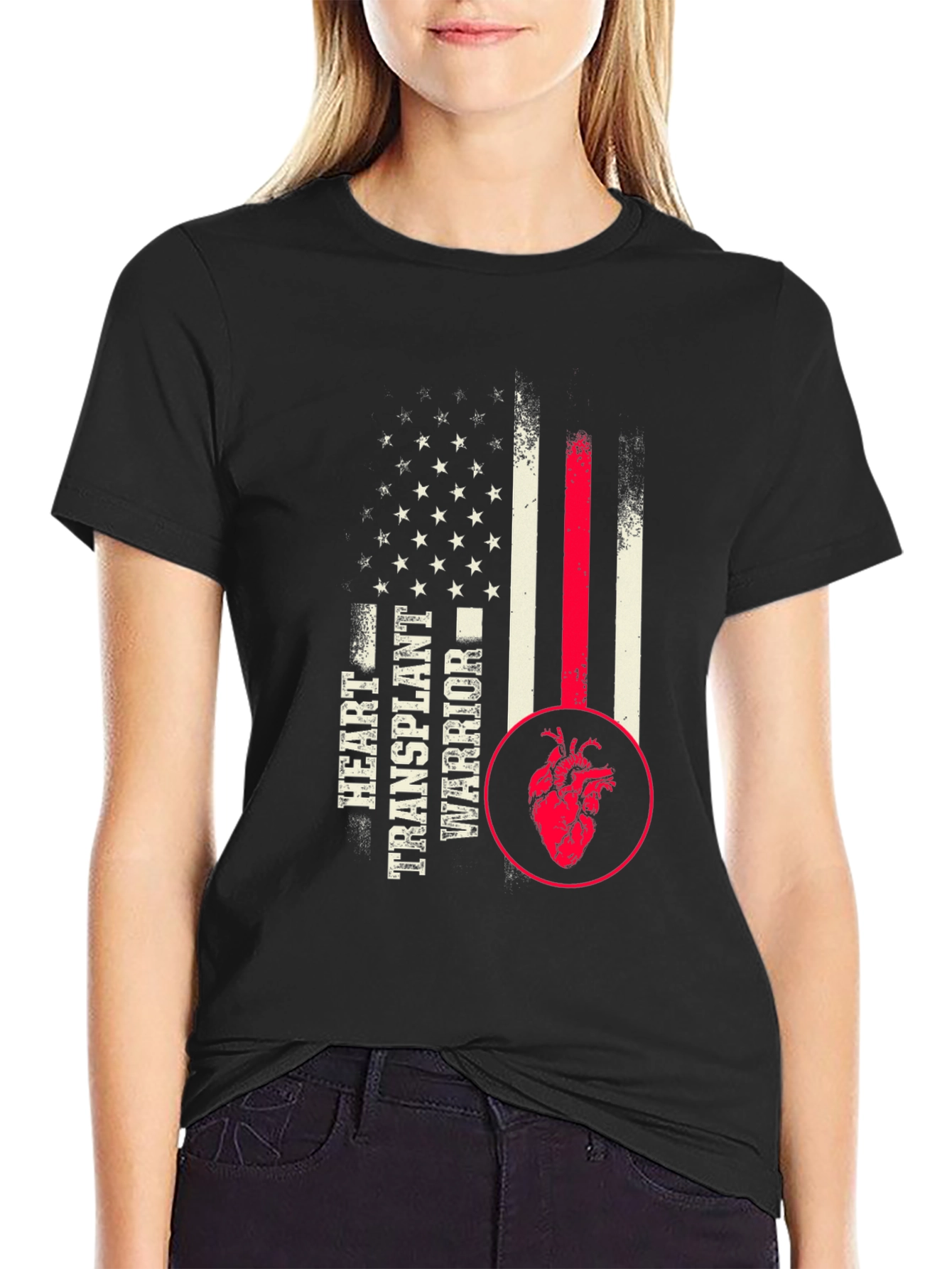 Heart Transplant Warrior USA Flag Graphic Tee