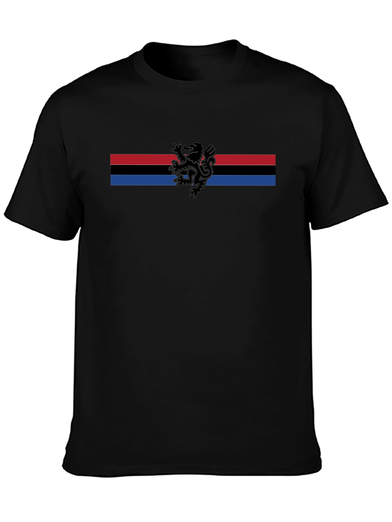 Striped Lion Graphic Tee - Mens Black T-Shirt