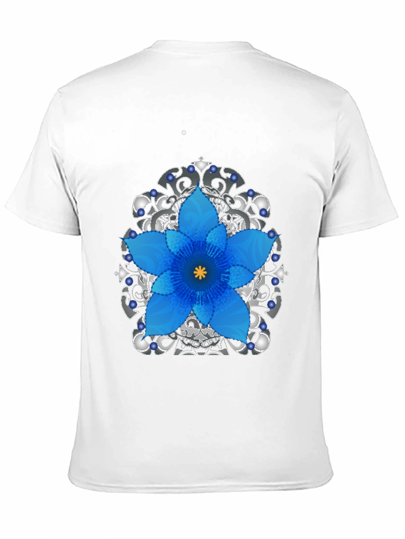 Floral Mandala Mens Black Graphic Tee