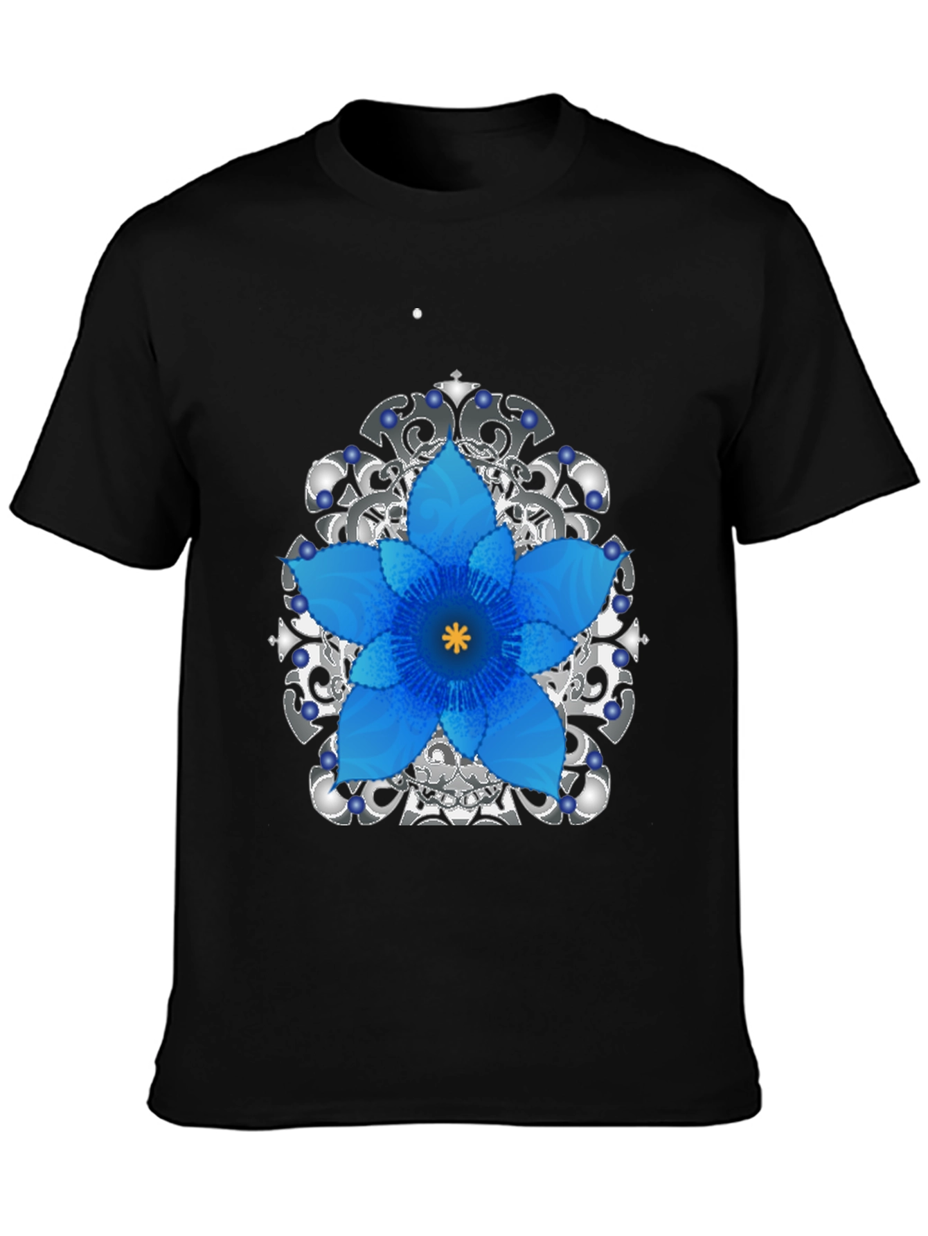 Floral Mandala Mens Black Graphic Tee