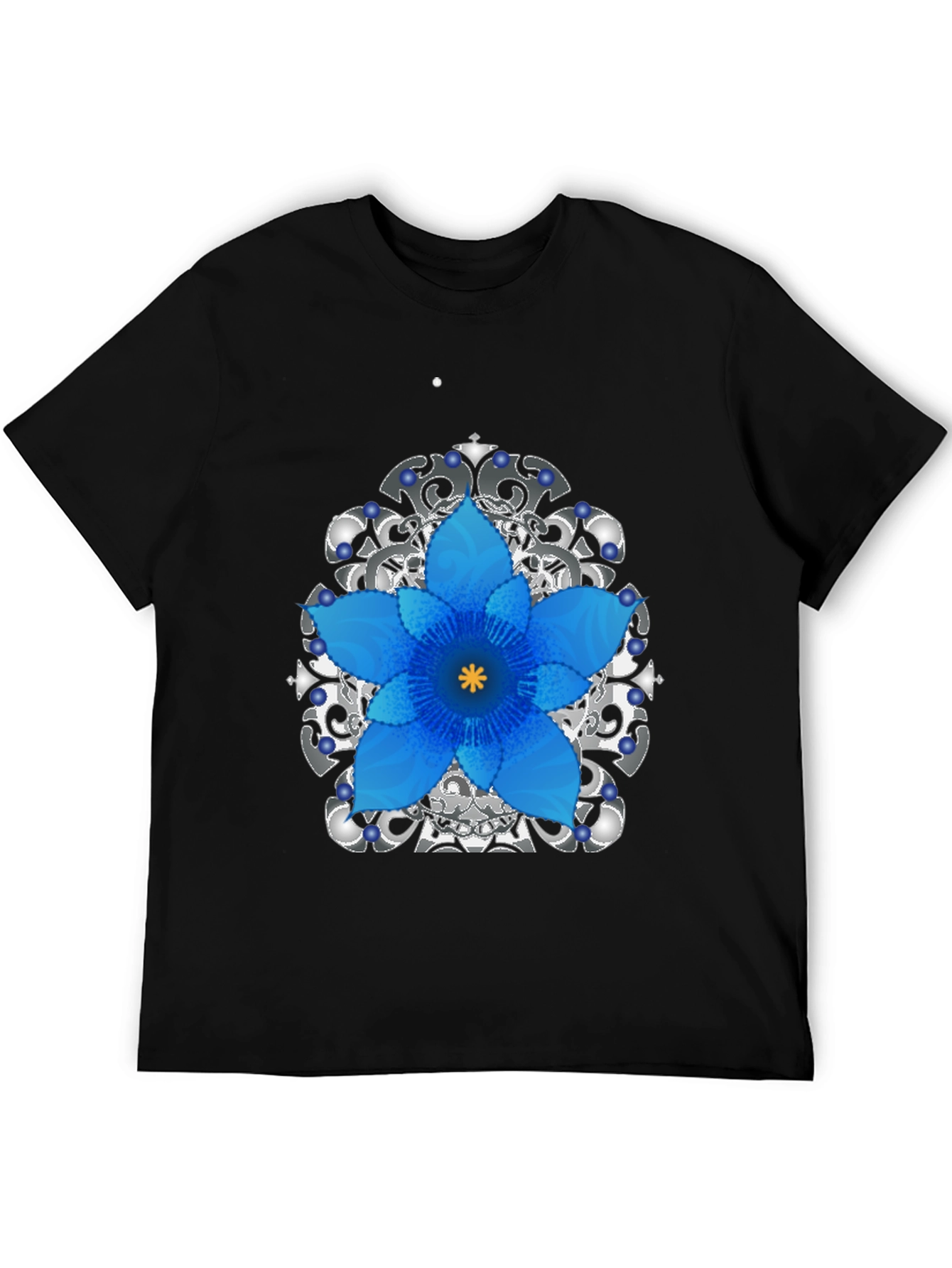 Floral Mandala Mens Black Graphic Tee