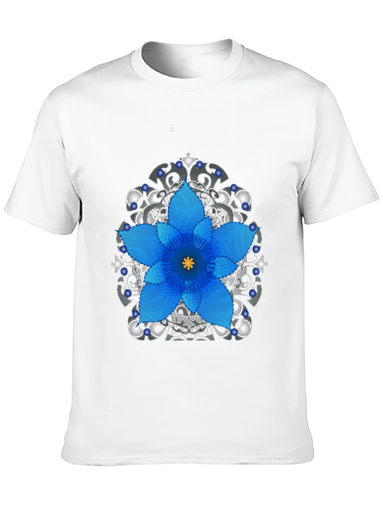 Floral Mandala Mens Black Graphic Tee