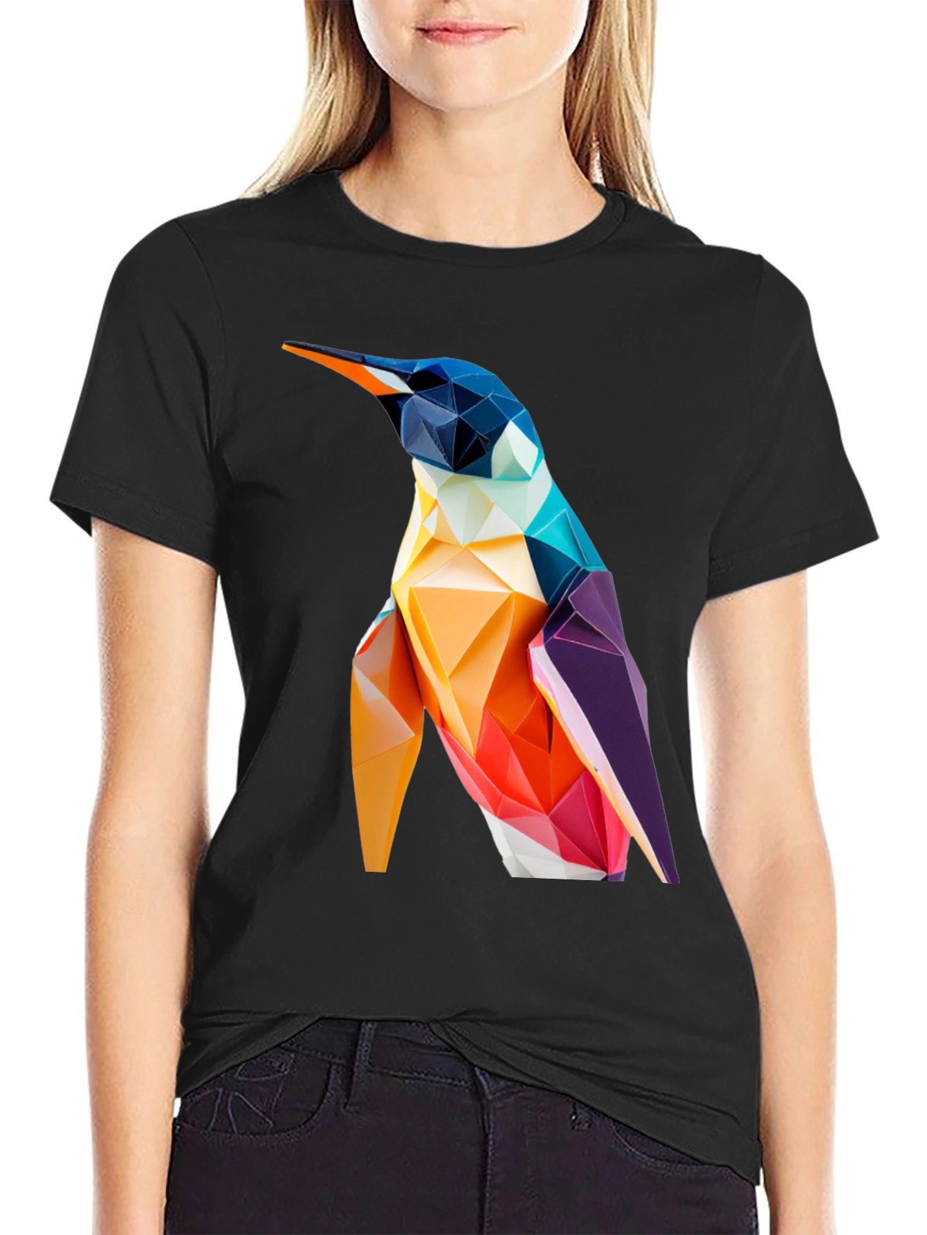 Geometric Penguin Graphic Tee - Modern Stylish Design