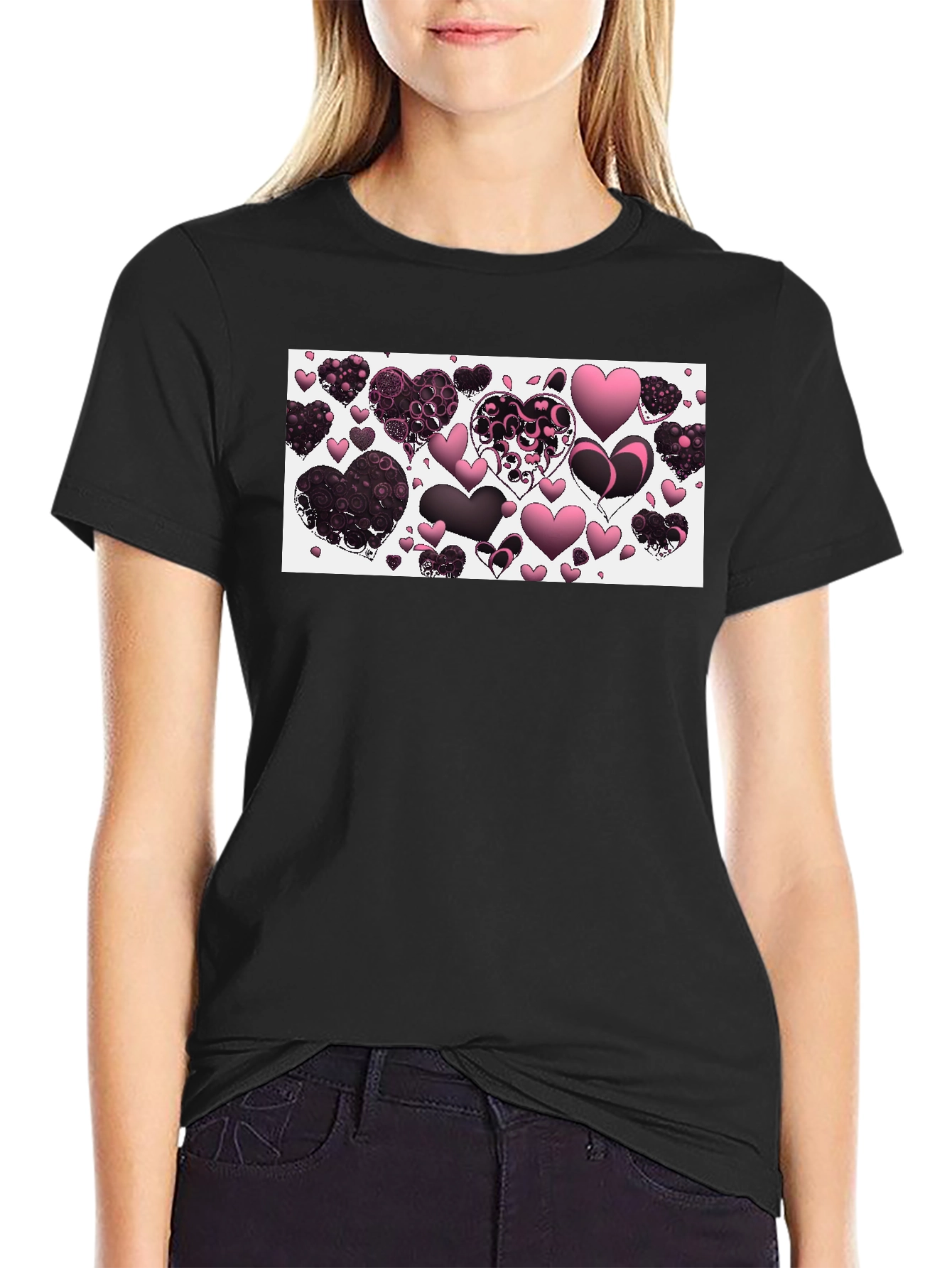 Heart Patterned Graphic T-Shirt