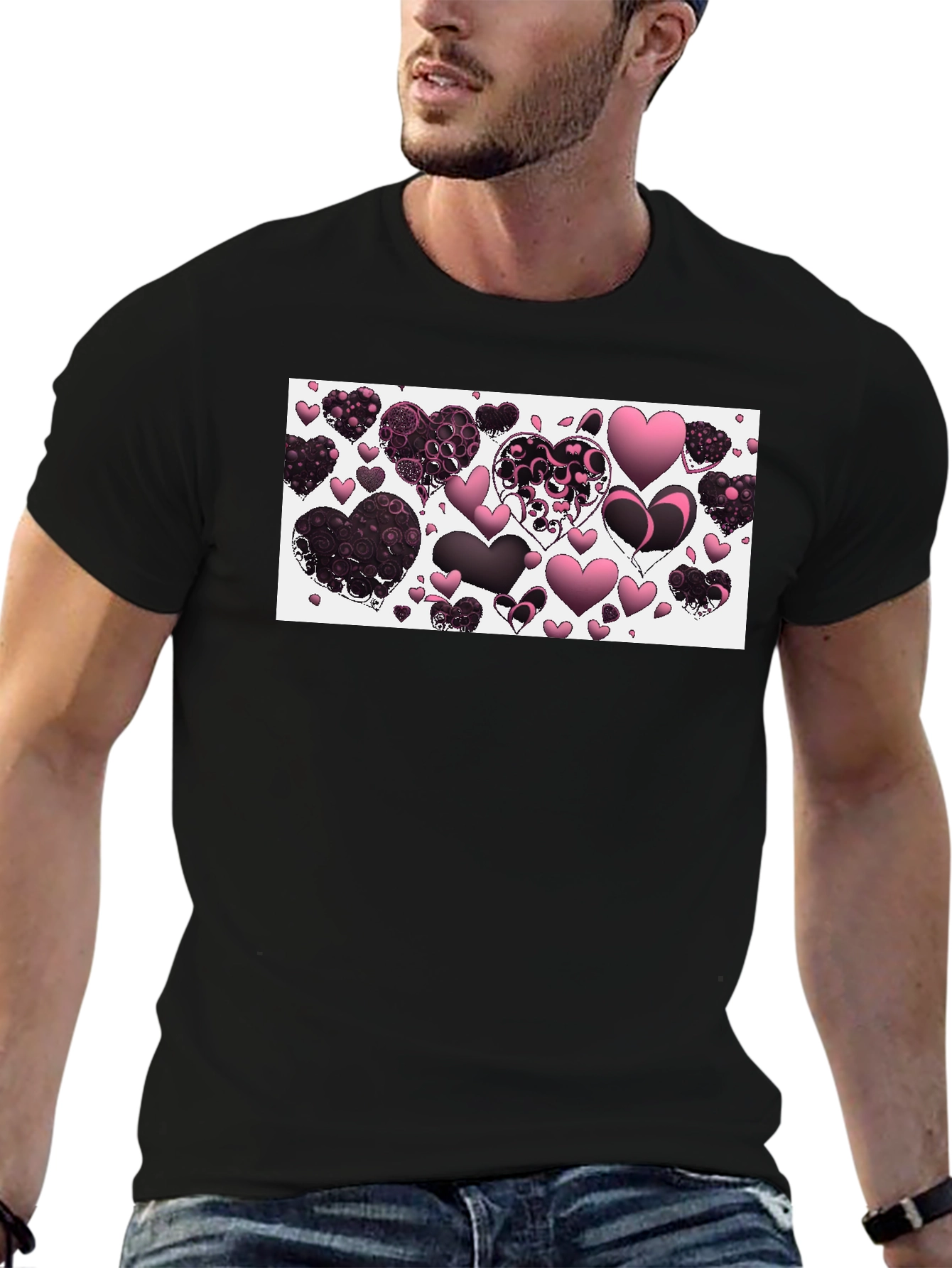 Heart Patterned Graphic T-Shirt
