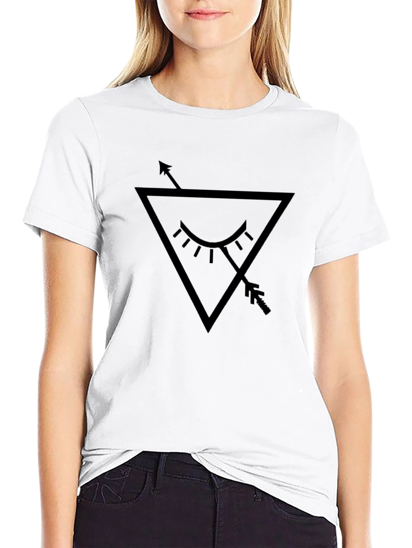 Triangle Eye Arrow Graphic Tee - Black Unisex
