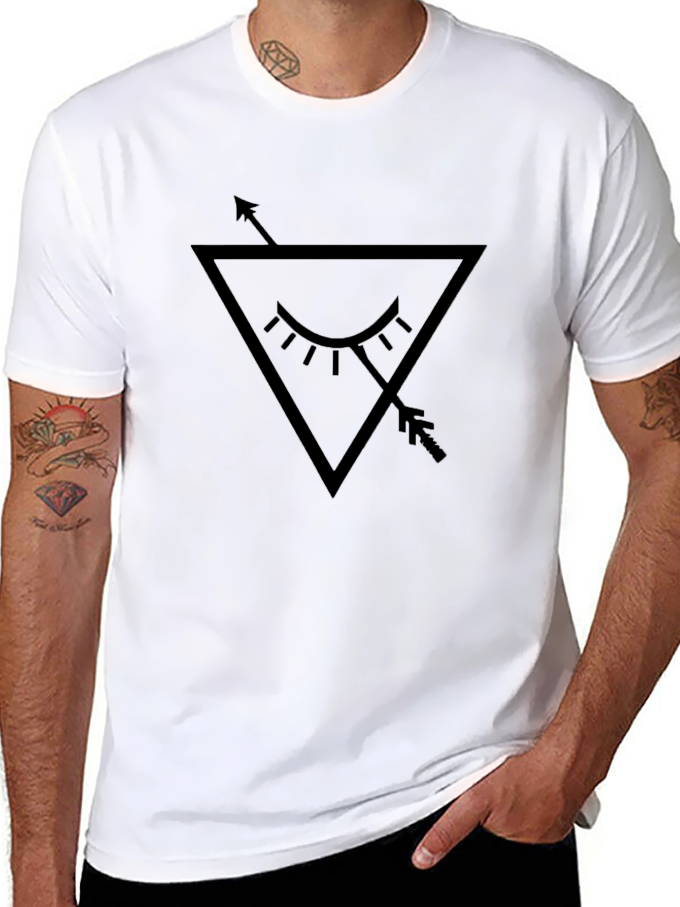 Triangle Eye Arrow Graphic Tee - Black Unisex