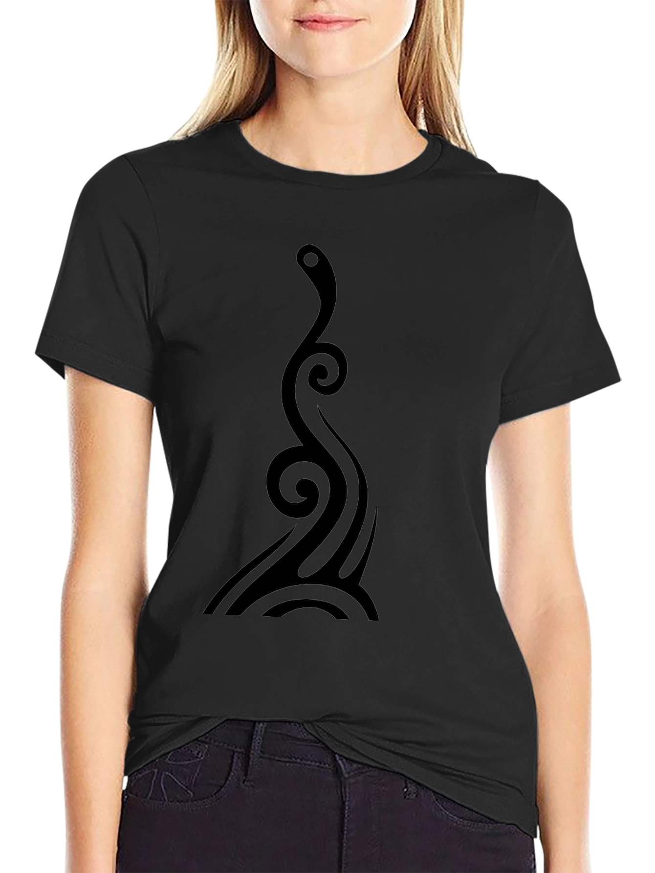 Mens Black Tribal Swirl Graphic Tee