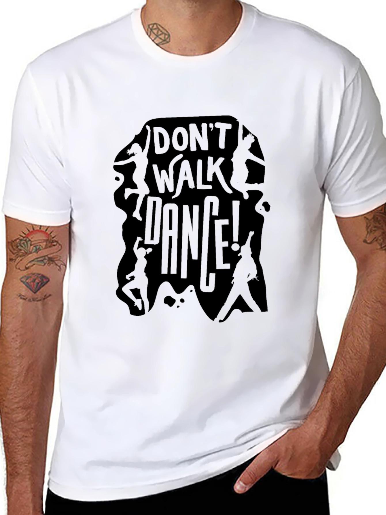 Dont Walk Dance! Graphic Print Black T-Shirt