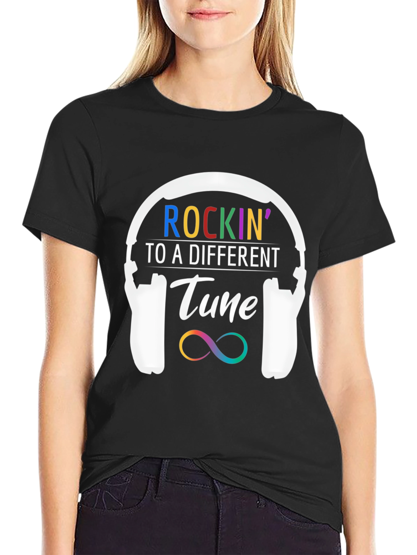 Rockin to a Different Tune Black T-Shirt