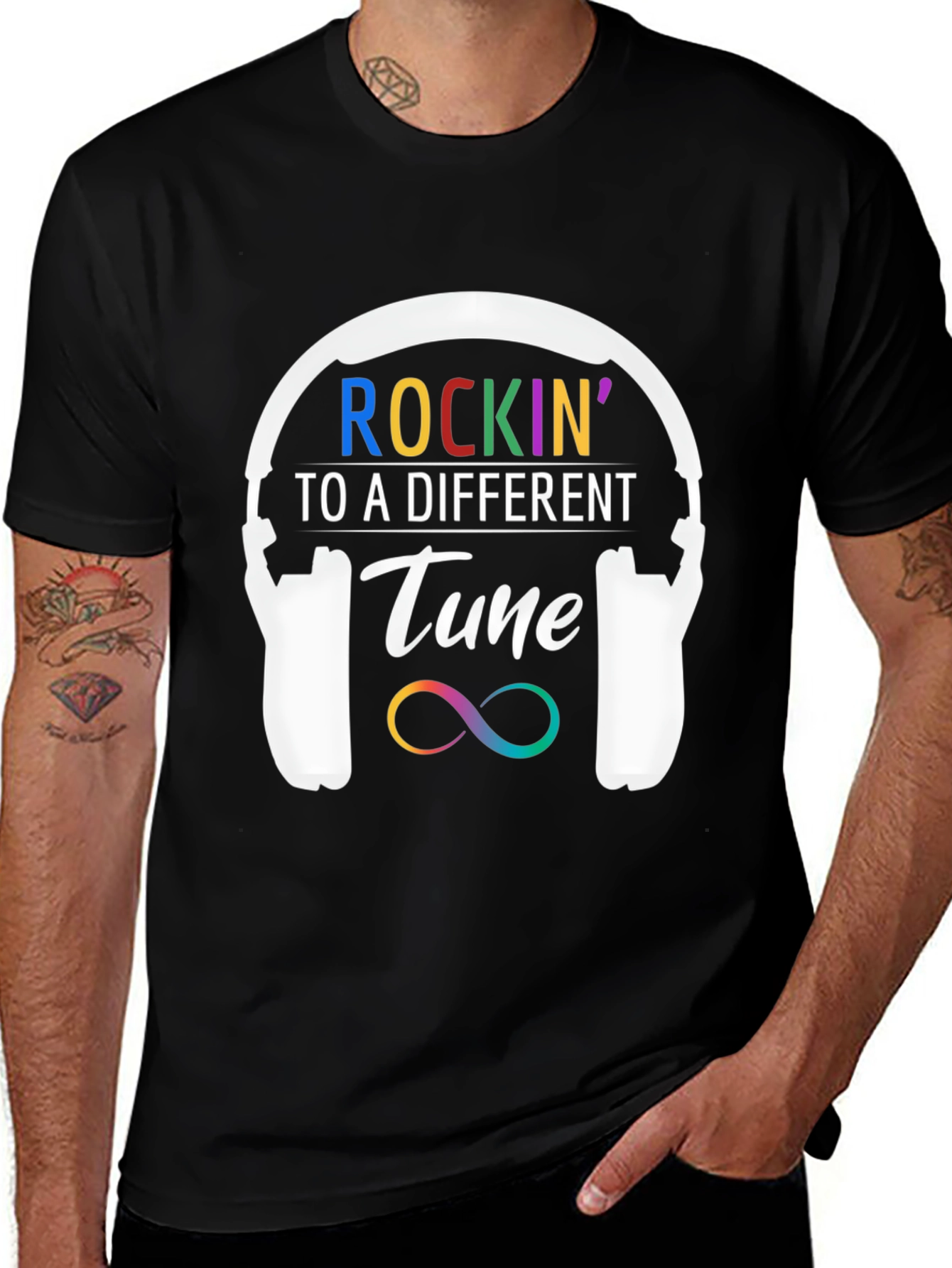 Rockin to a Different Tune Black T-Shirt