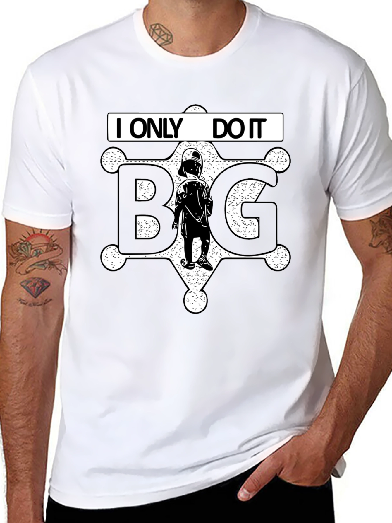 I ONLY DO IT BIG T-Shirt Black Novelty Tee