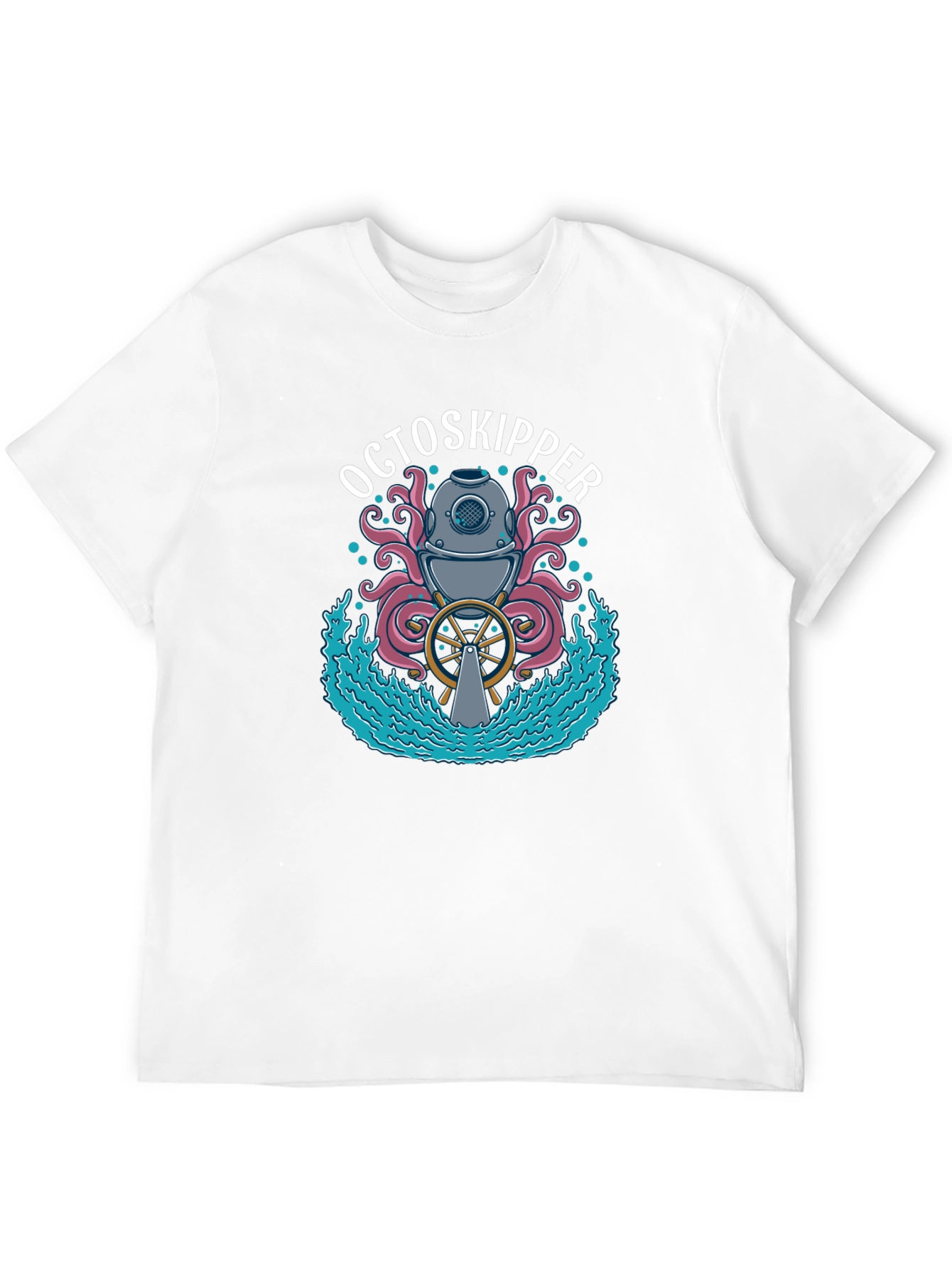 OctoSkipper Graphic T-Shirt - Nautical Octopus Diver Design