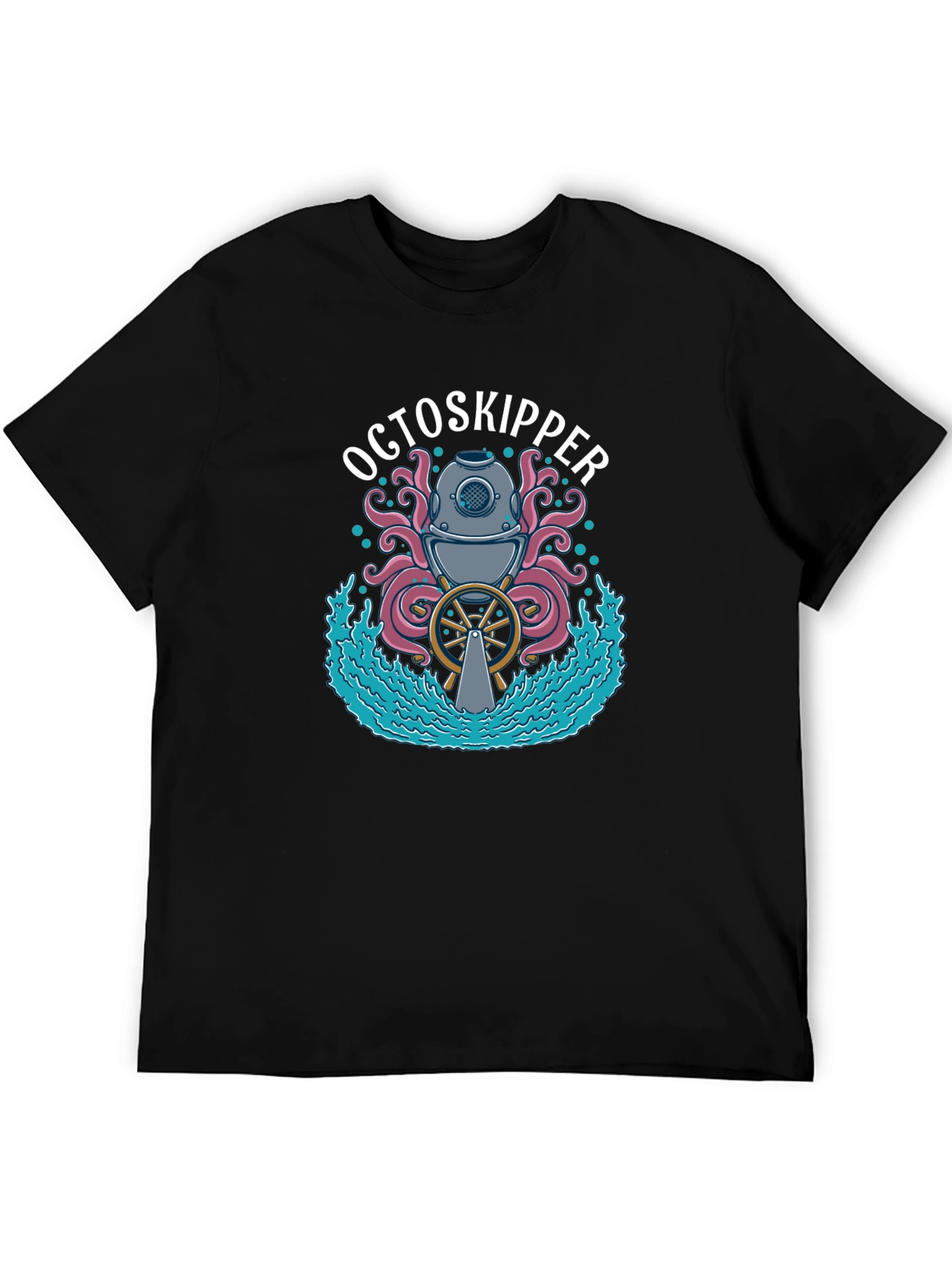 OctoSkipper Graphic T-Shirt - Nautical Octopus Diver Design