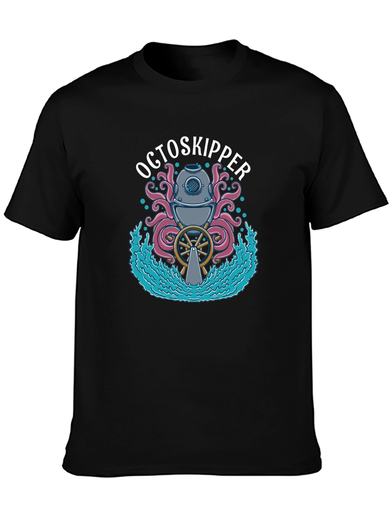 OctoSkipper Graphic T-Shirt - Nautical Octopus Diver Design