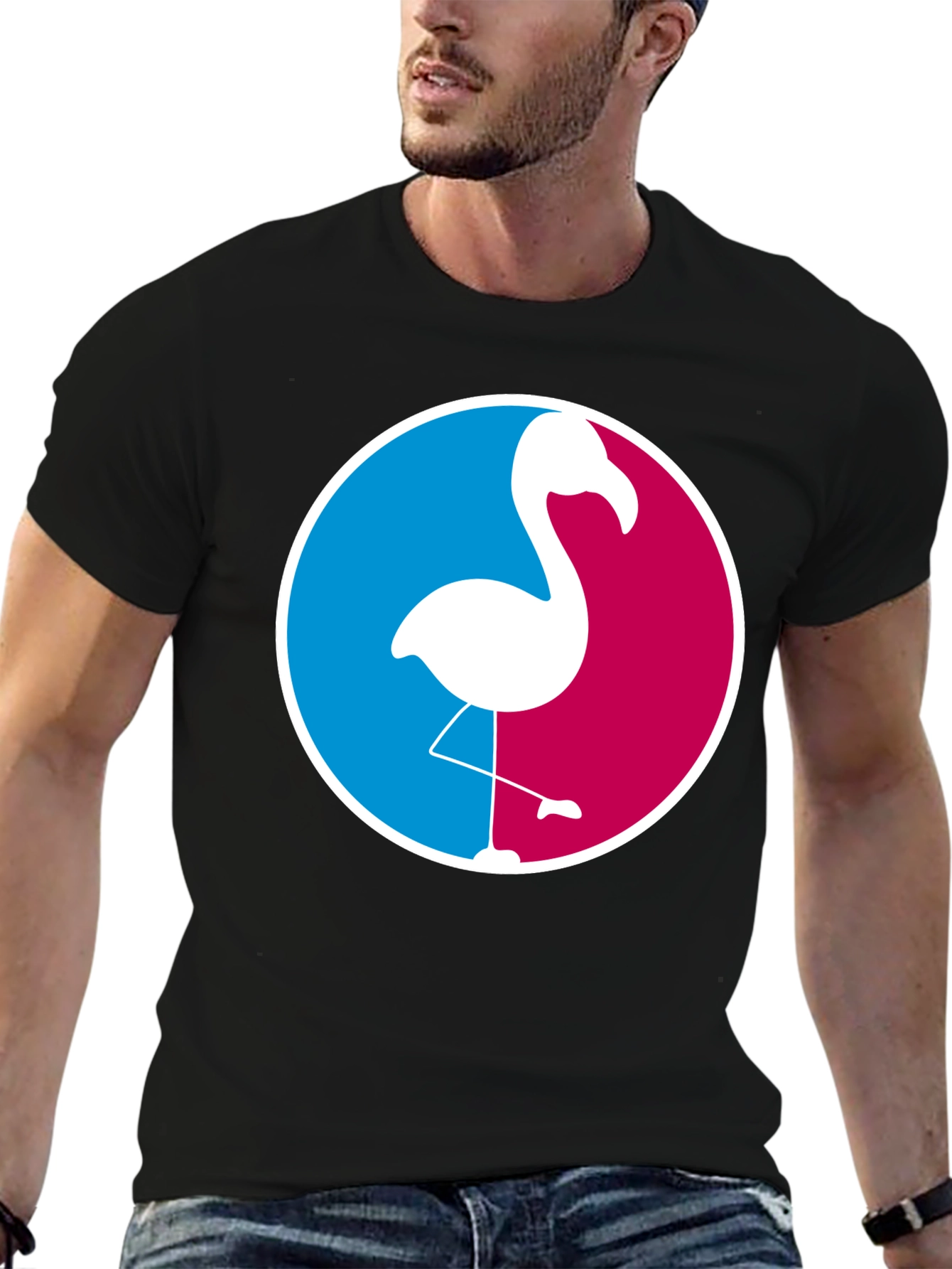 Flamingo Graphic Tee - Casual Black T-Shirt