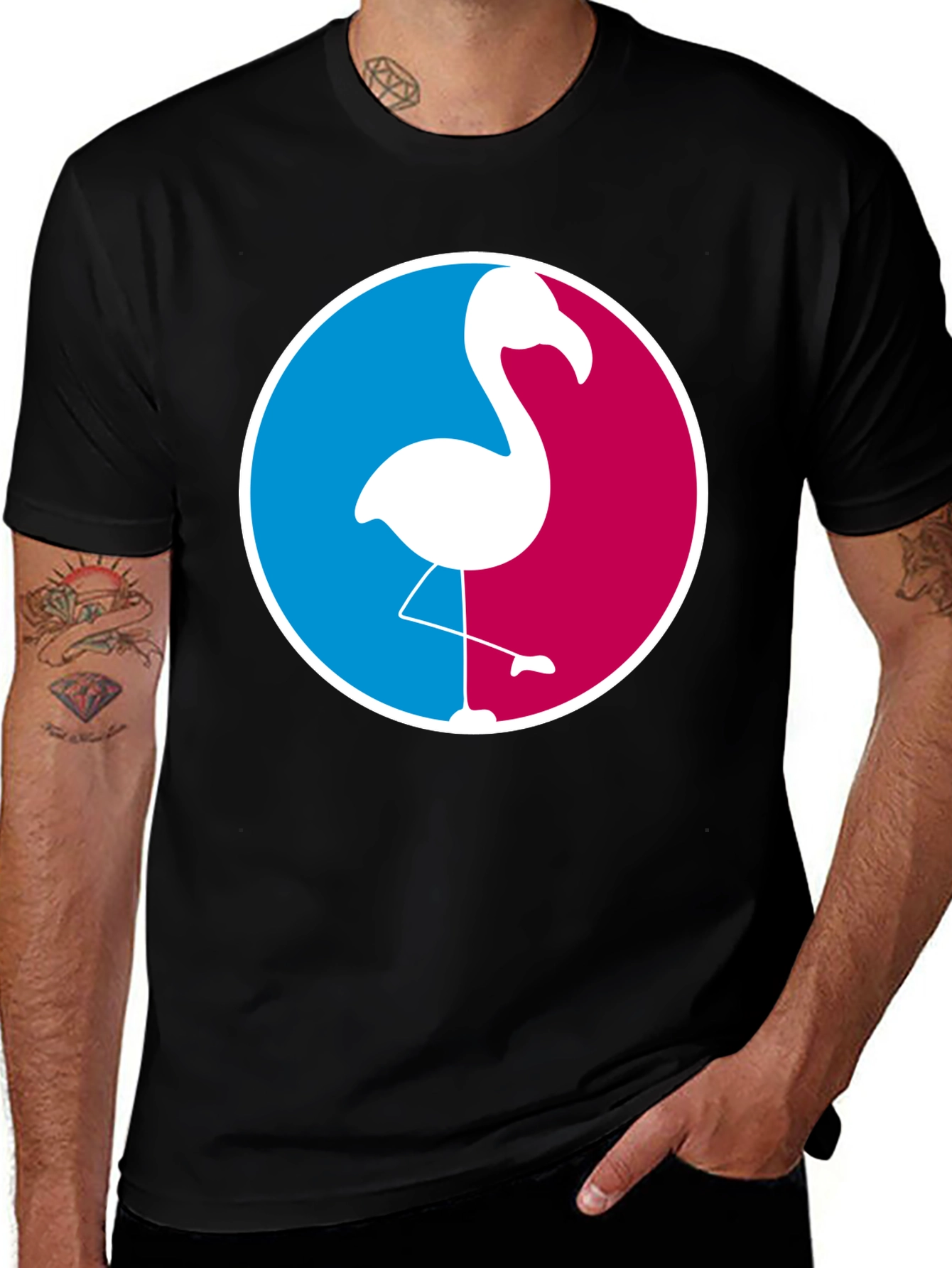 Flamingo Graphic Tee - Casual Black T-Shirt