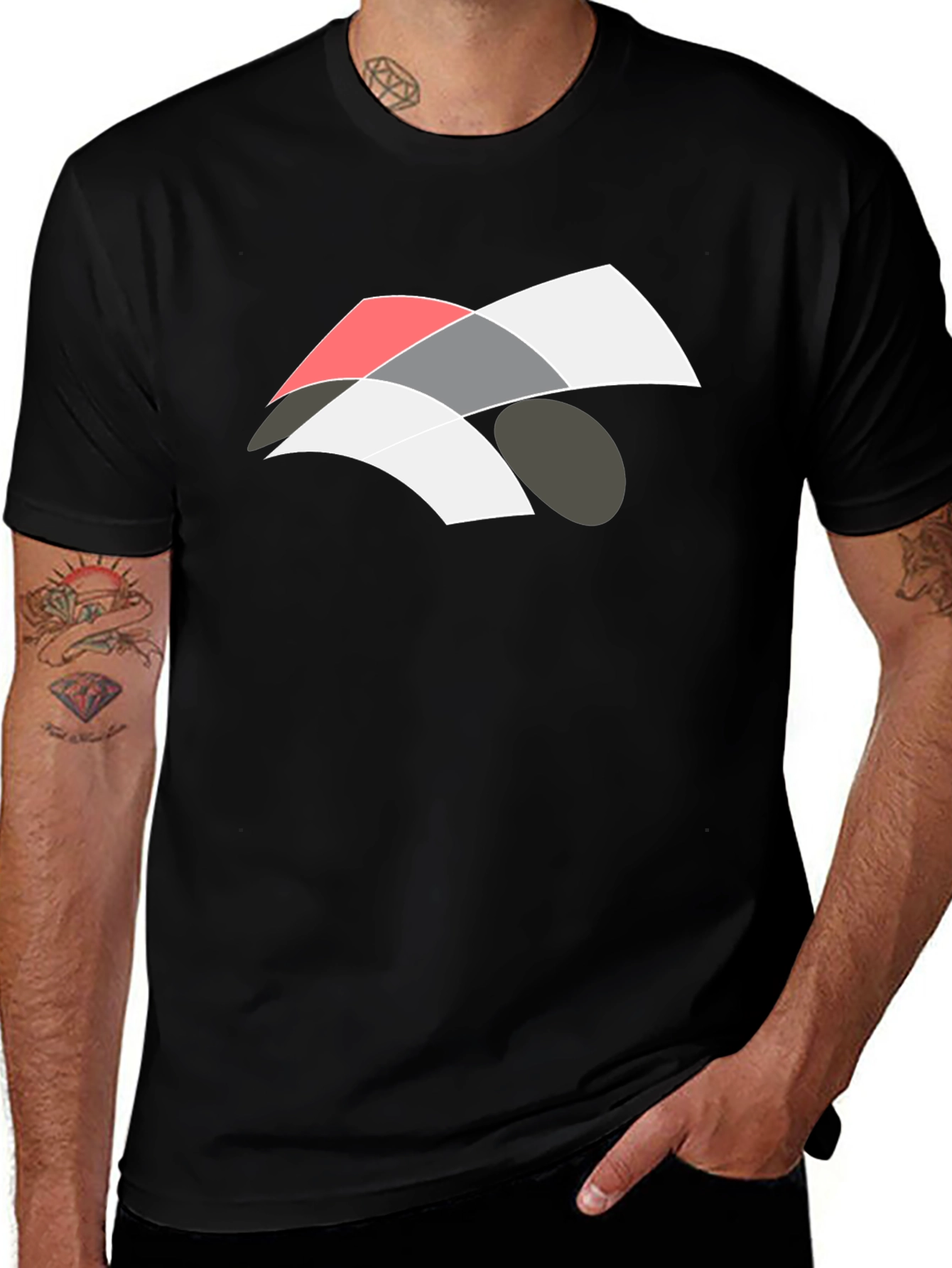 Abstract Graphic Black T-Shirt - Modern Casual Wear