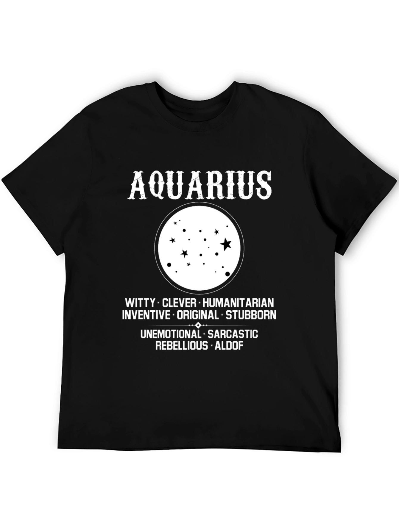 Aquarius Zodiac Star Sign Black T-Shirt