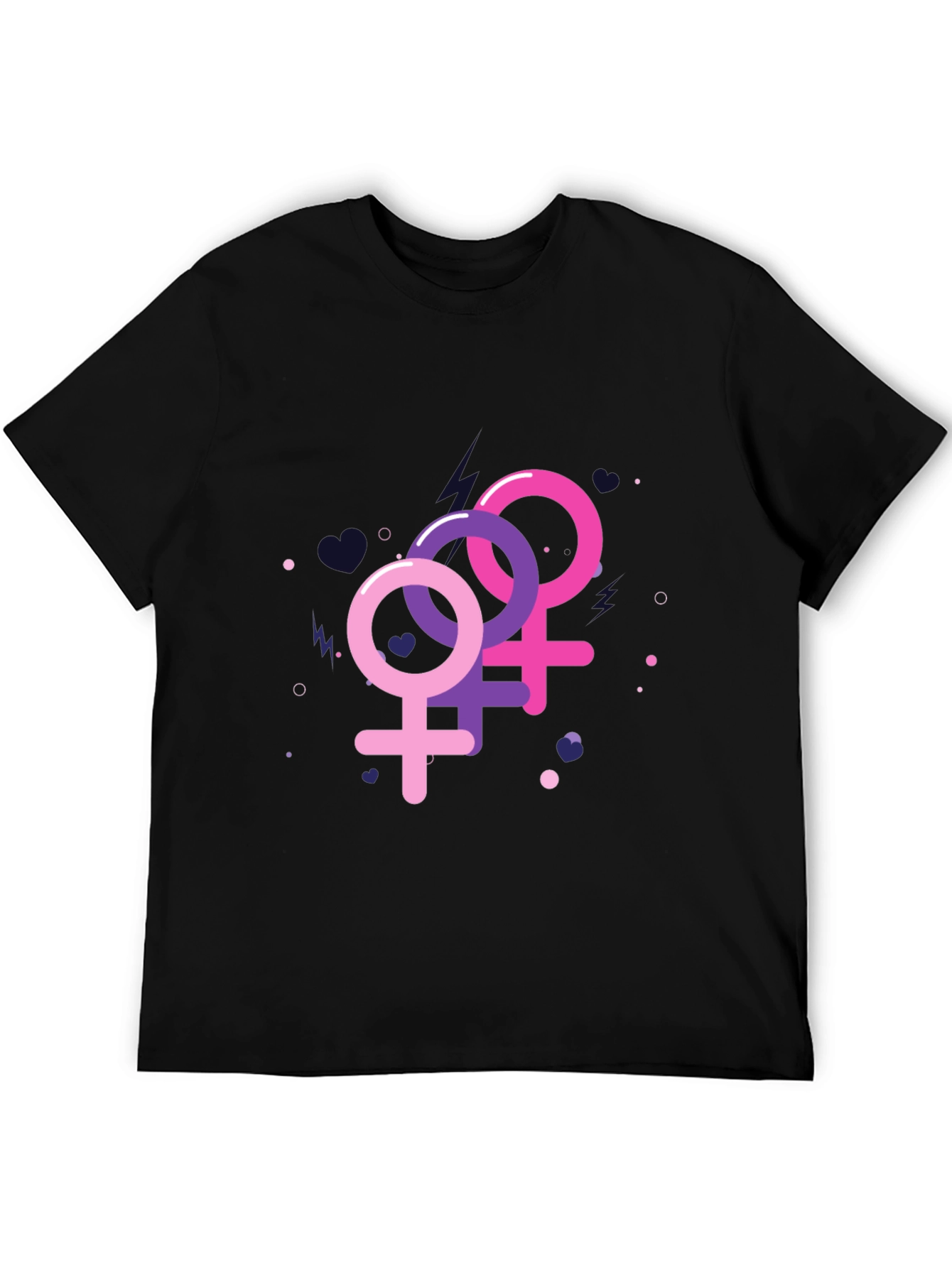 Feminine Symbols Graphic Tee - Black Cotton Shirt