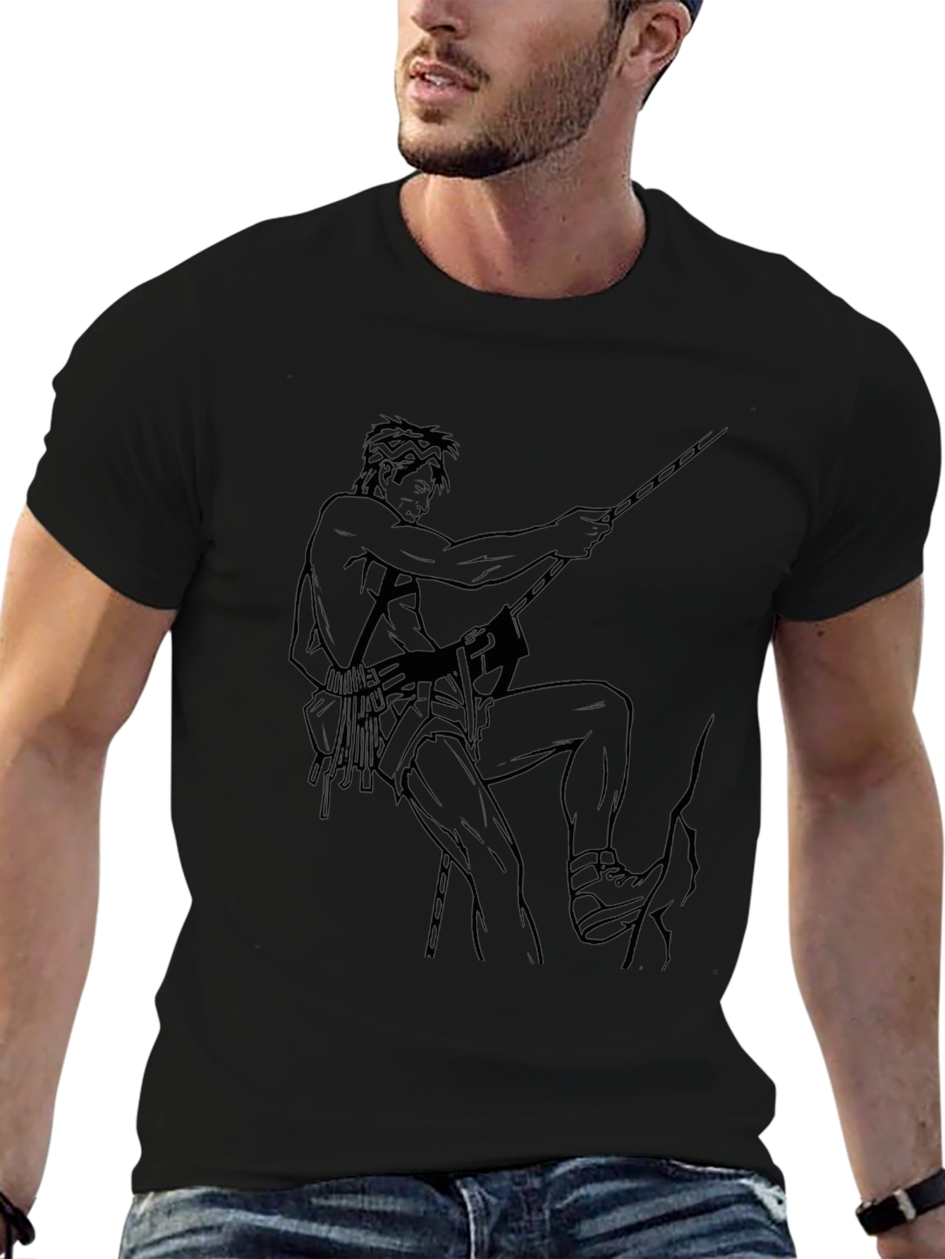 Climbing Man Graphic Tee - Black T-Shirt