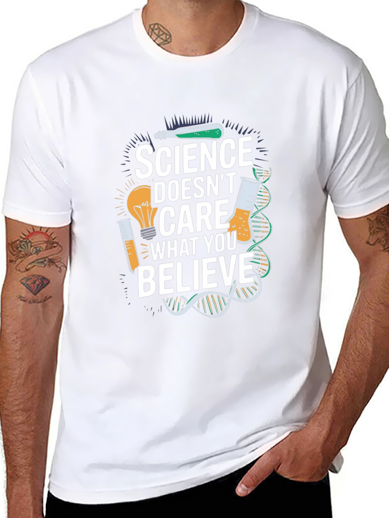 Science Doesnt Care T-Shirt - Black Crew Neck