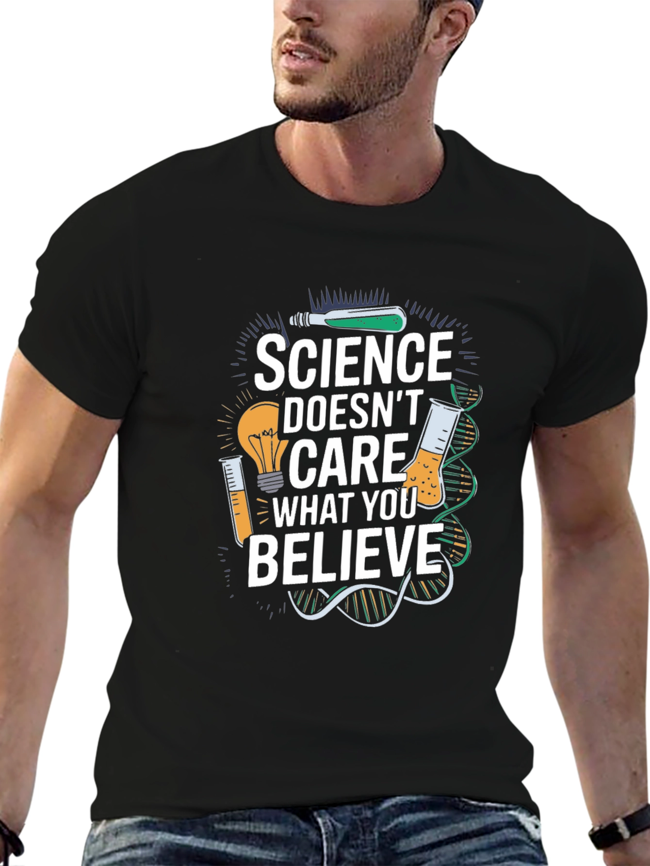 Science Doesnt Care T-Shirt - Black Crew Neck