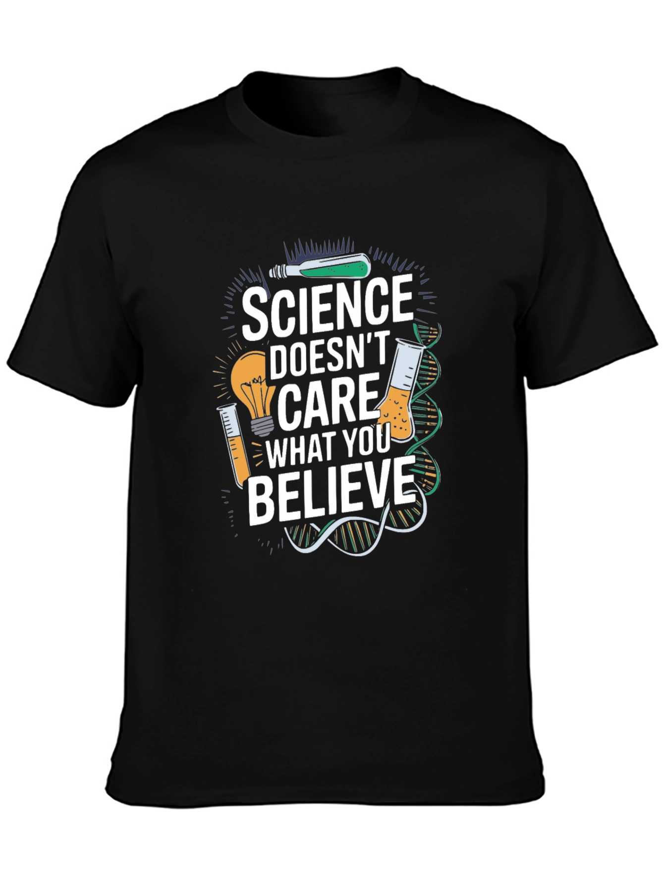 Science Doesnt Care T-Shirt - Black Crew Neck