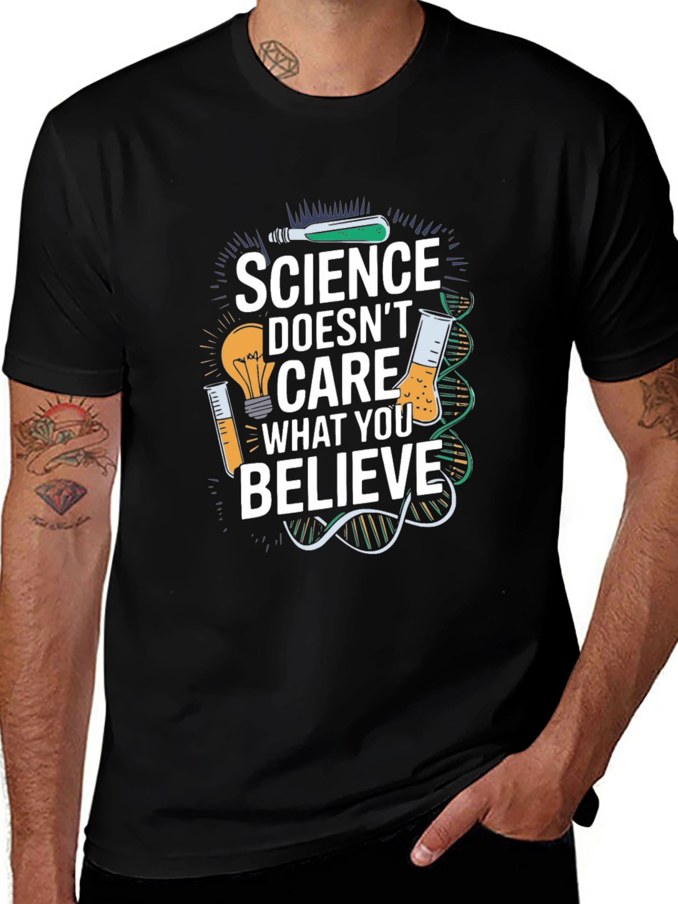 Science Doesnt Care T-Shirt - Black Crew Neck