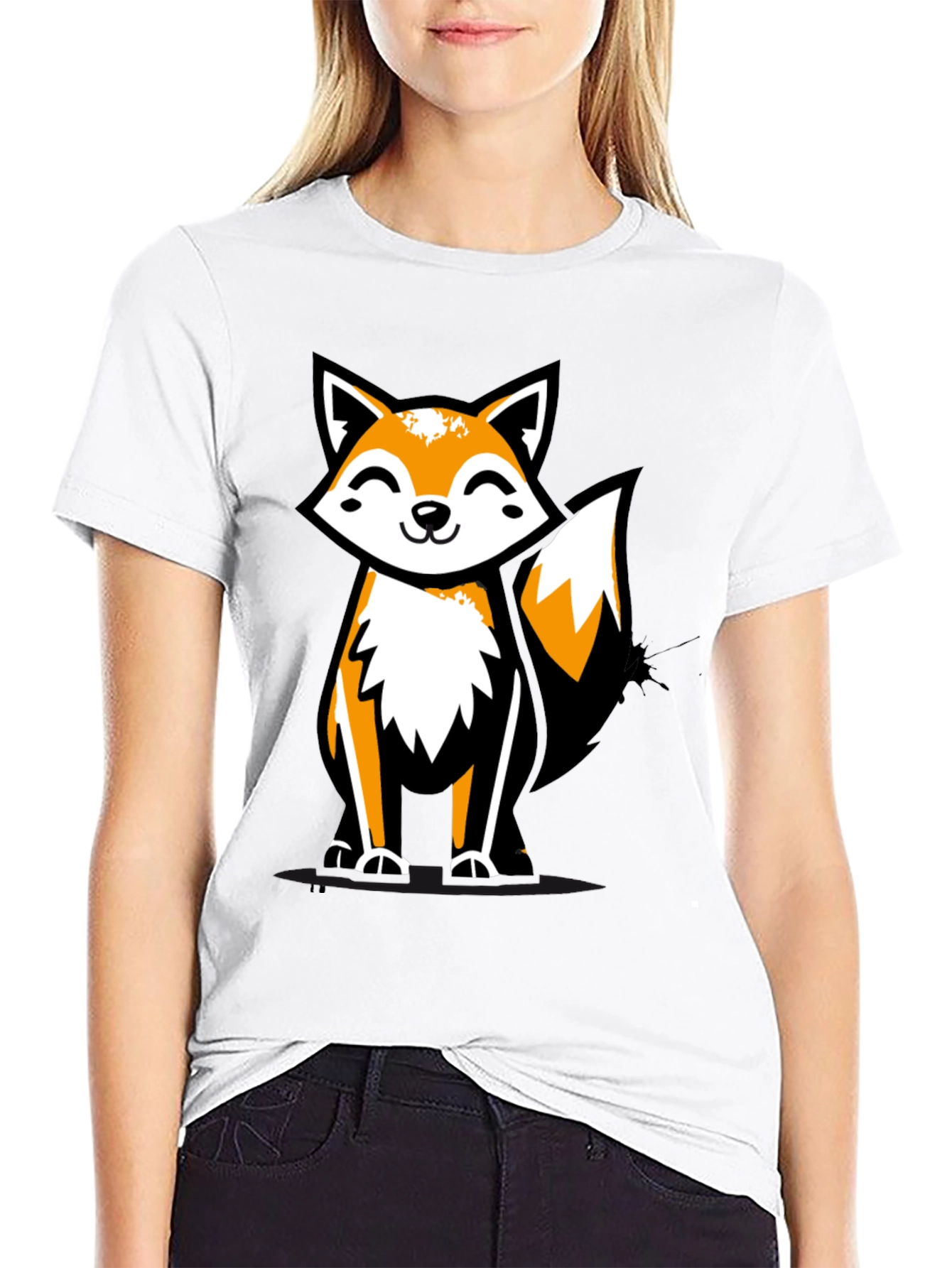 Fun Fox Graphic Tee - Black Casual T-Shirt