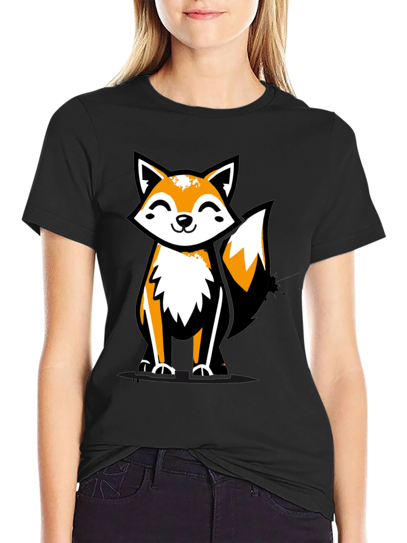 Fun Fox Graphic Tee - Black Casual T-Shirt