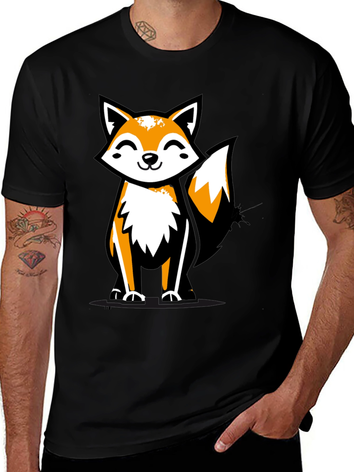 Fun Fox Graphic Tee - Black Casual T-Shirt