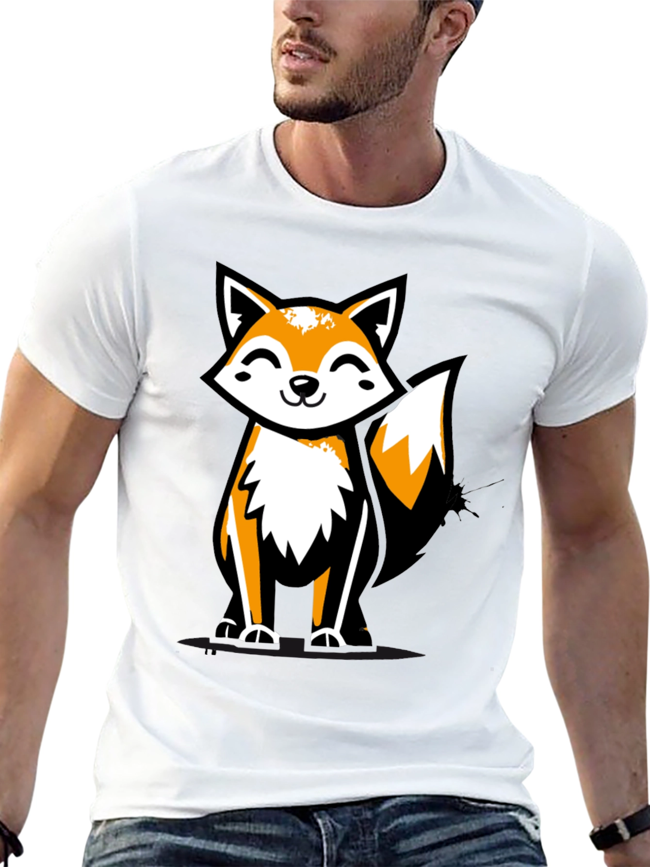 Fun Fox Graphic Tee - Black Casual T-Shirt