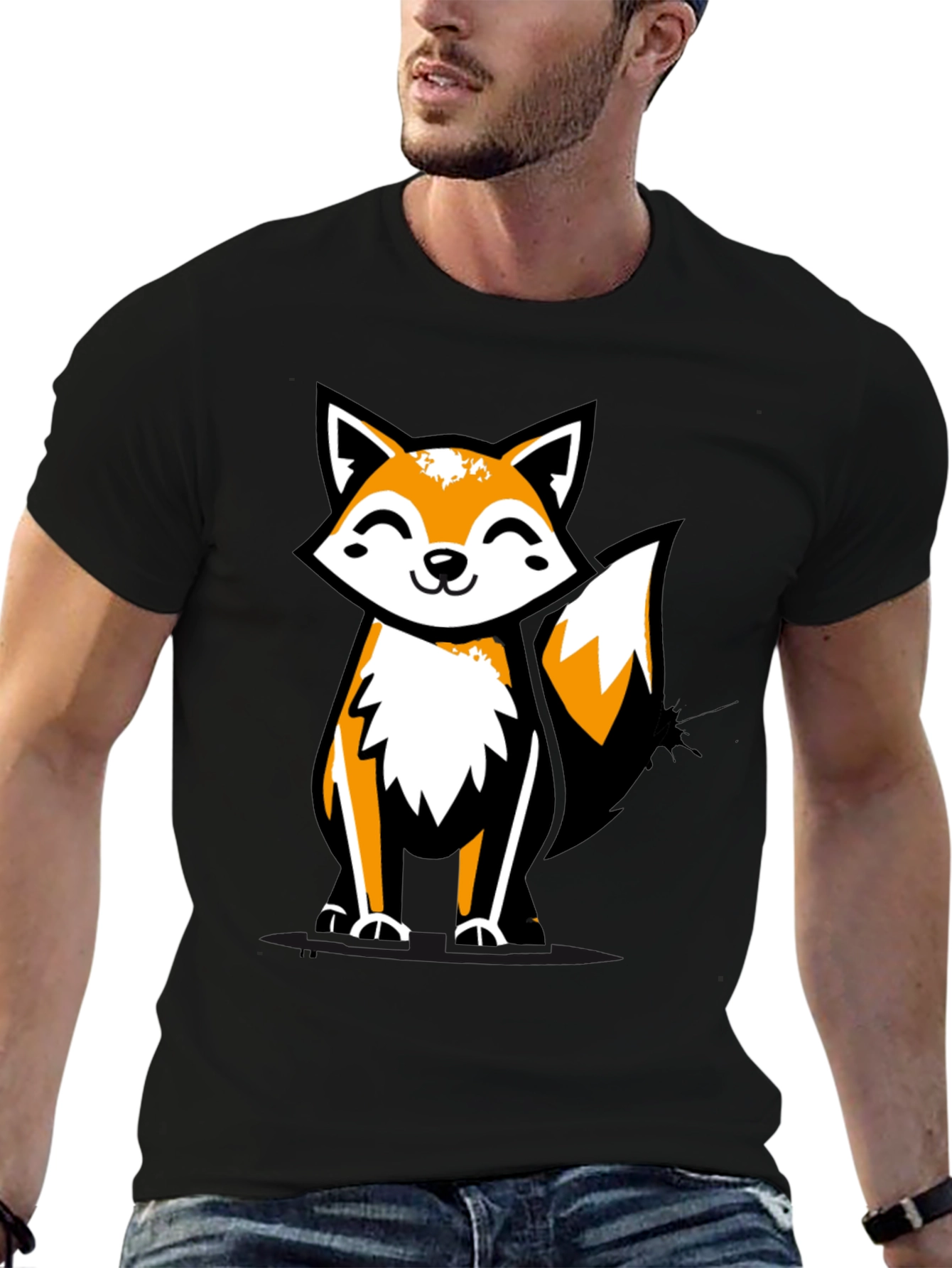 Fun Fox Graphic Tee - Black Casual T-Shirt