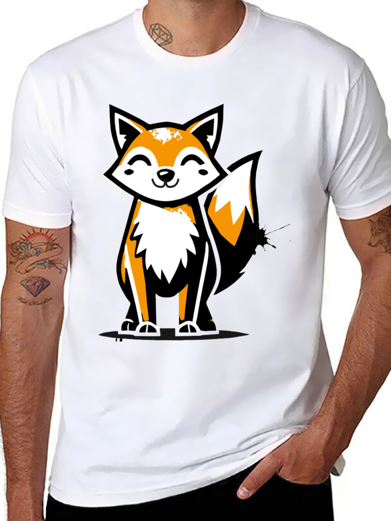Fun Fox Graphic Tee - Black Casual T-Shirt