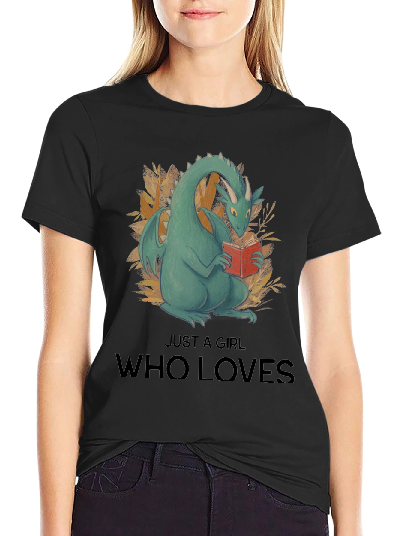 Dragon Reading Book Graphic T-Shirt