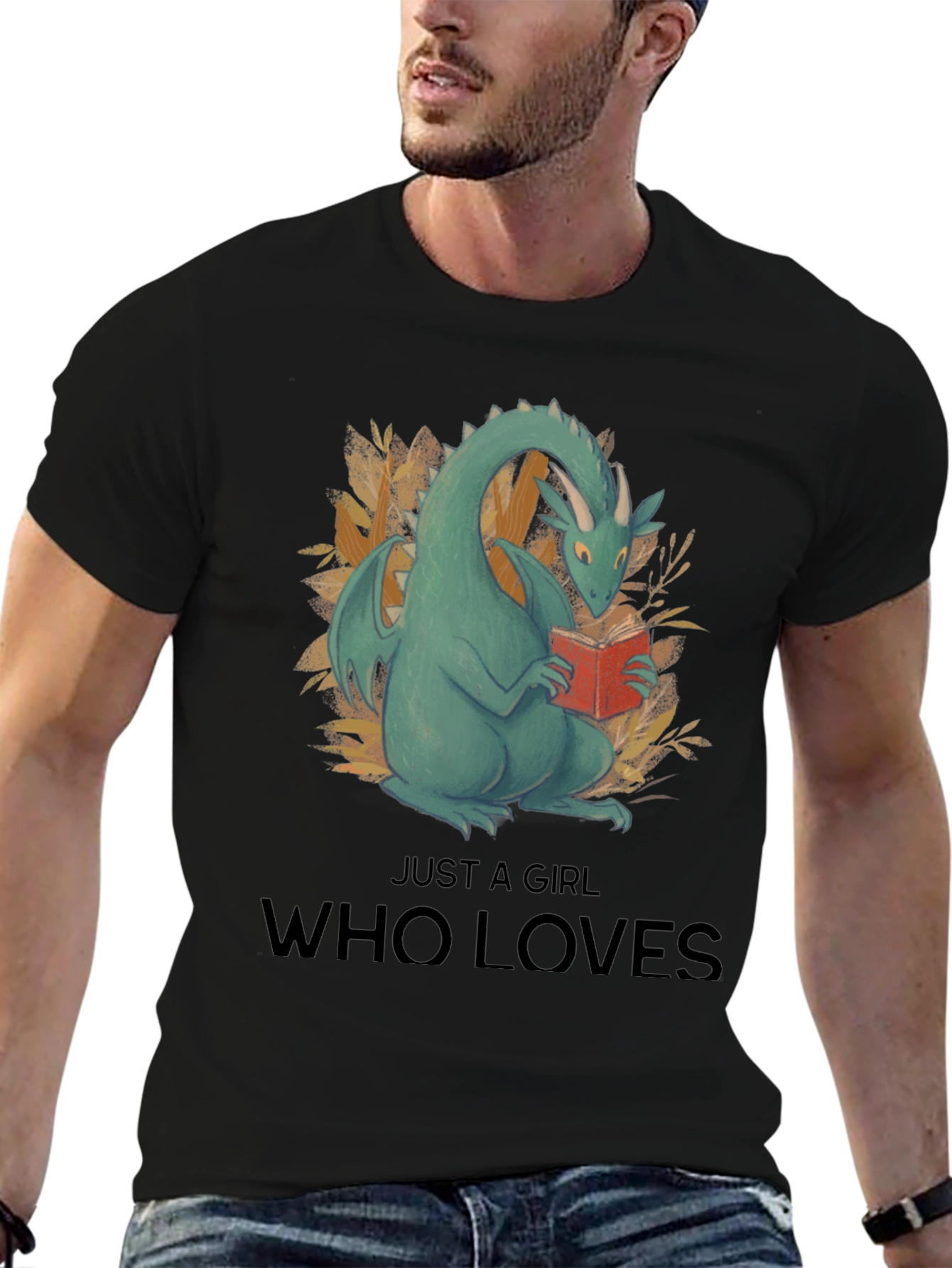 Dragon Reading Book Graphic T-Shirt