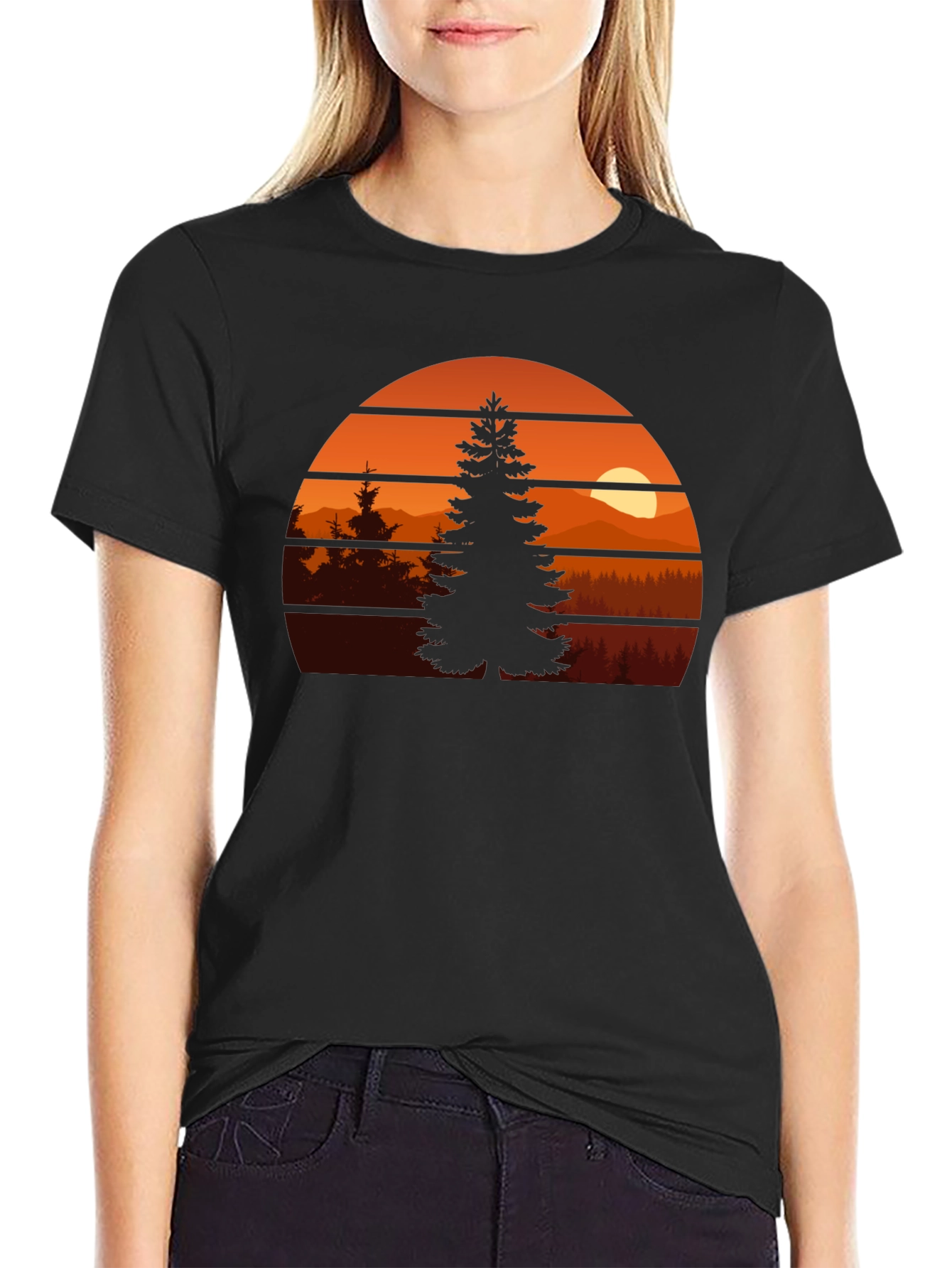 Nature Sunset Graphic Tee - Unisex Black T-Shirt