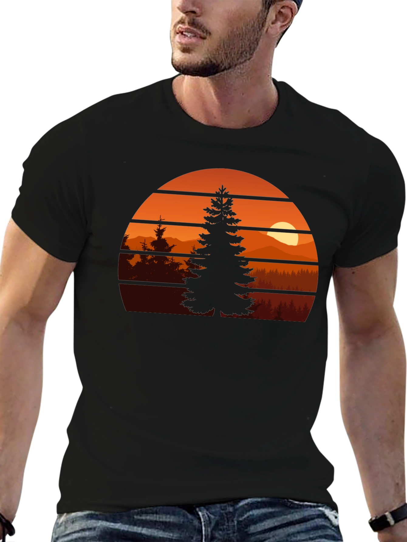 Nature Sunset Graphic Tee - Unisex Black T-Shirt