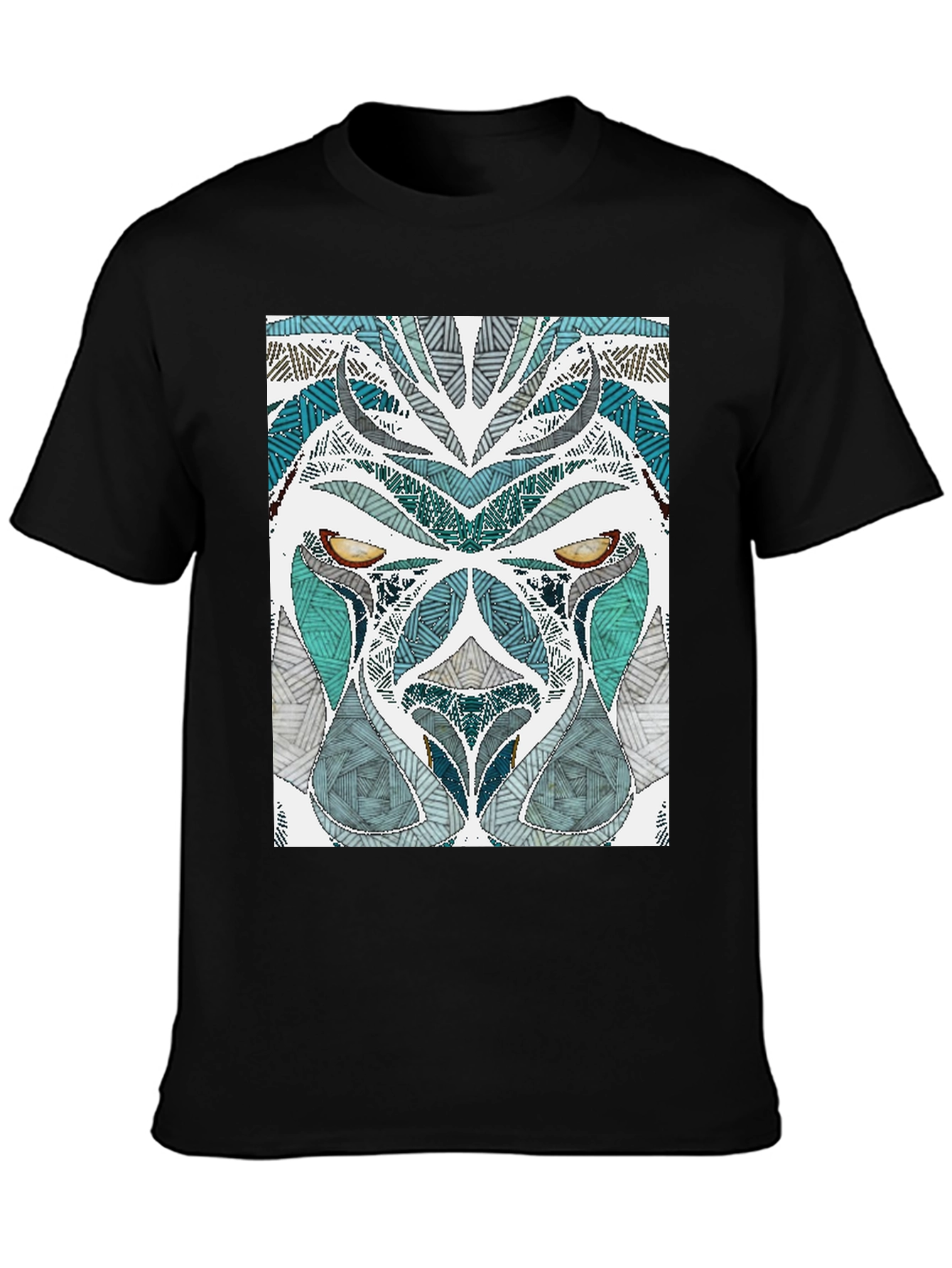 Abstract Lion Graphic Tee - Mens Black T-Shirt