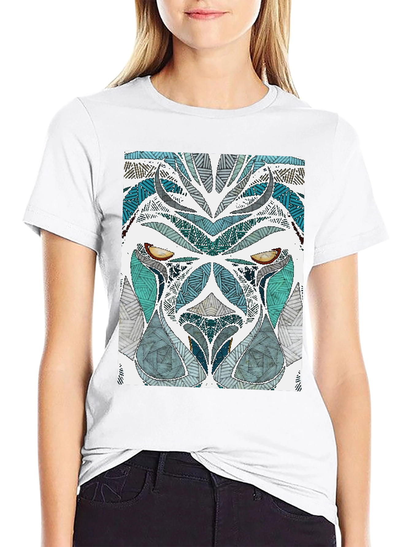 Abstract Lion Graphic Tee - Mens Black T-Shirt