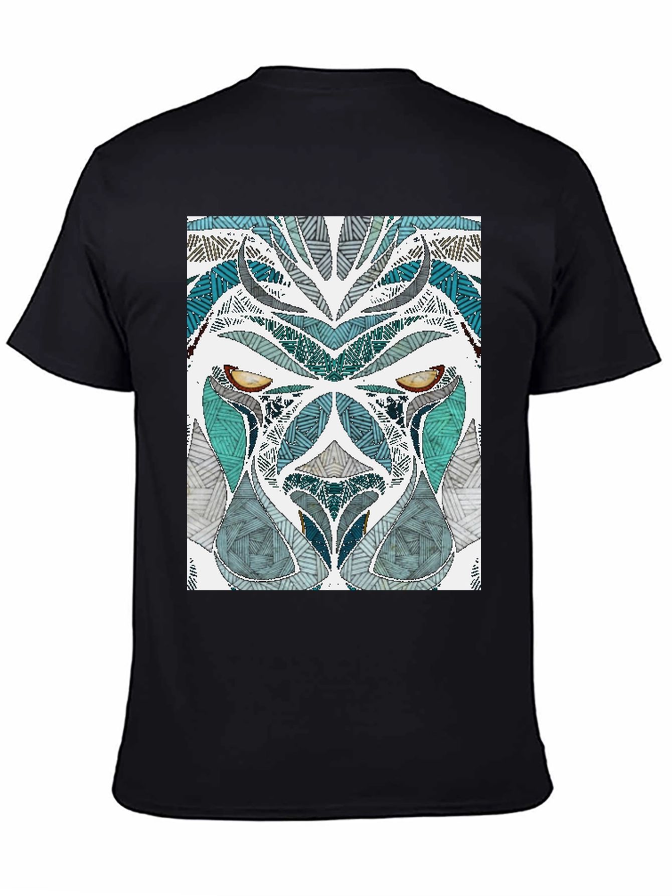 Abstract Lion Graphic Tee - Mens Black T-Shirt