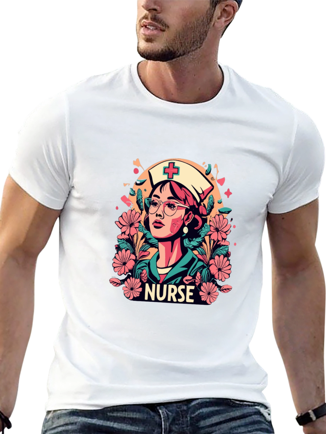 Nurse Floral Graphic T-Shirt - Unisex Style