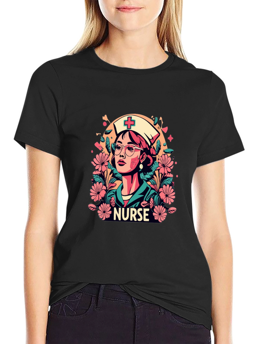 Nurse Floral Graphic T-Shirt - Unisex Style