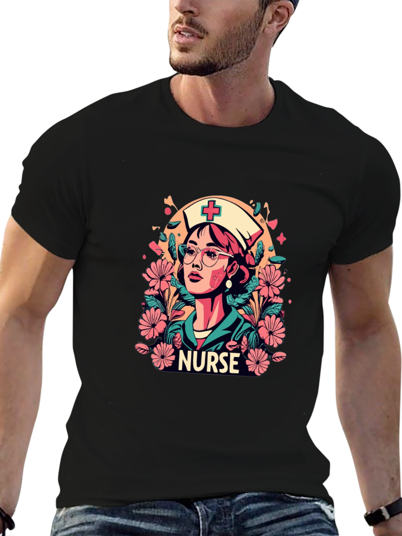 Nurse Floral Graphic T-Shirt - Unisex Style