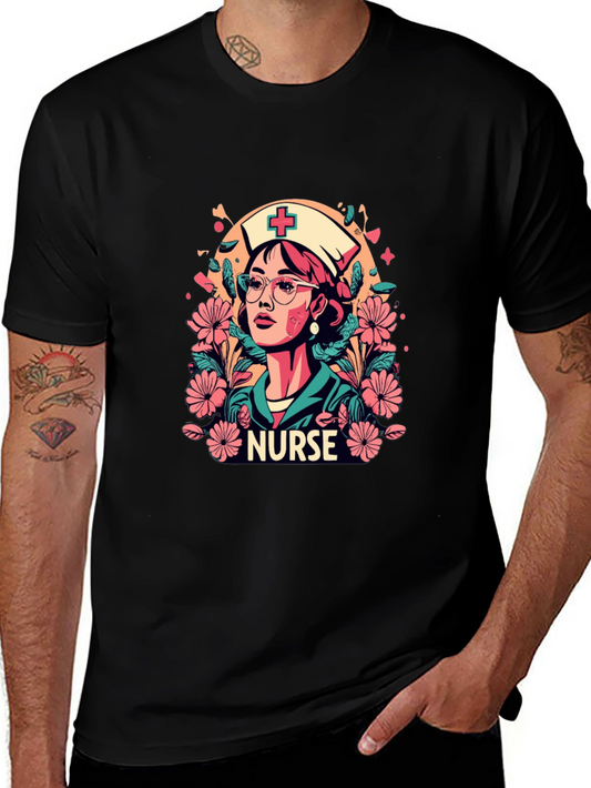 Nurse Floral Graphic T-Shirt - Unisex Style