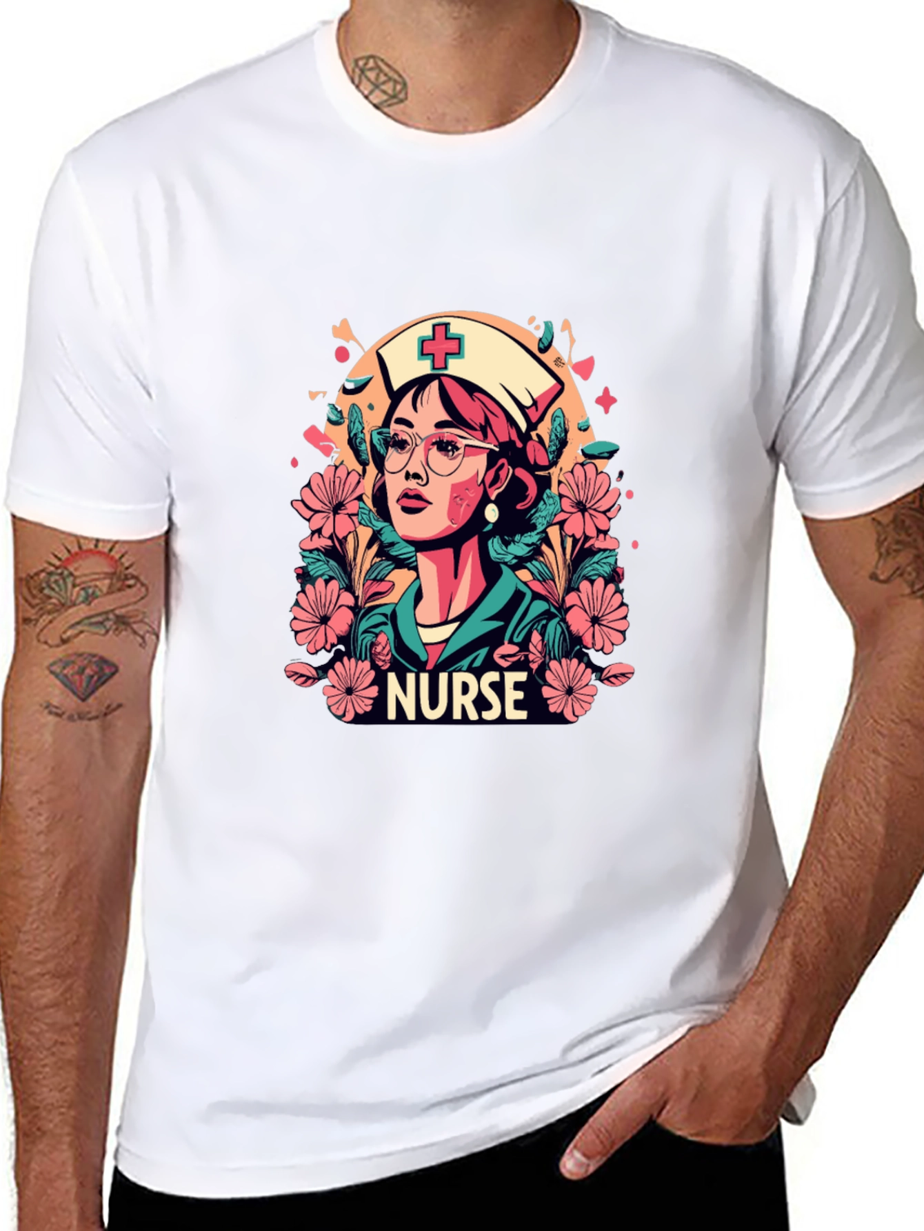 Nurse Floral Graphic T-Shirt - Unisex Style