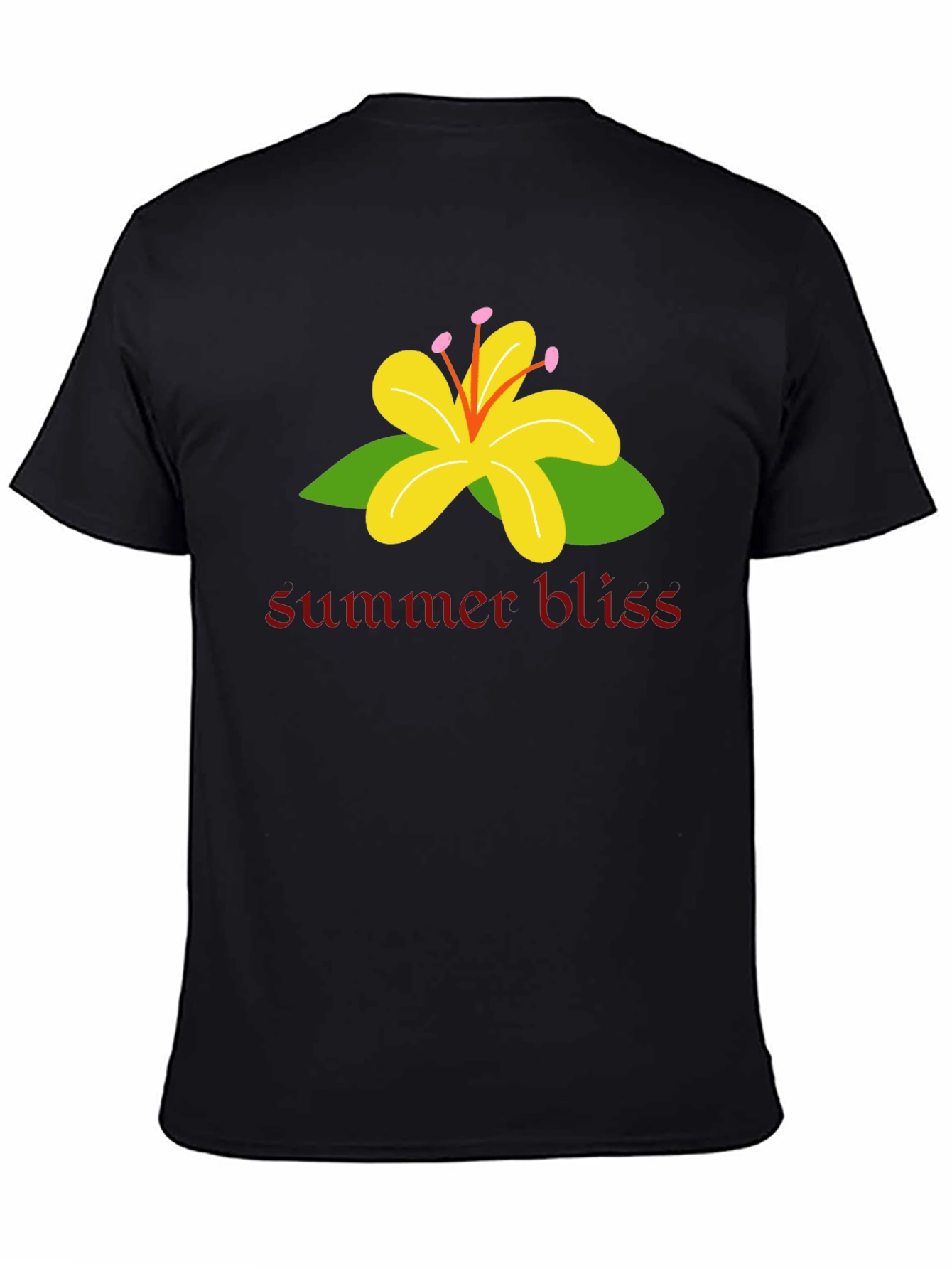 Summer Bliss Graphic T-Shirt - Black Casual Tee