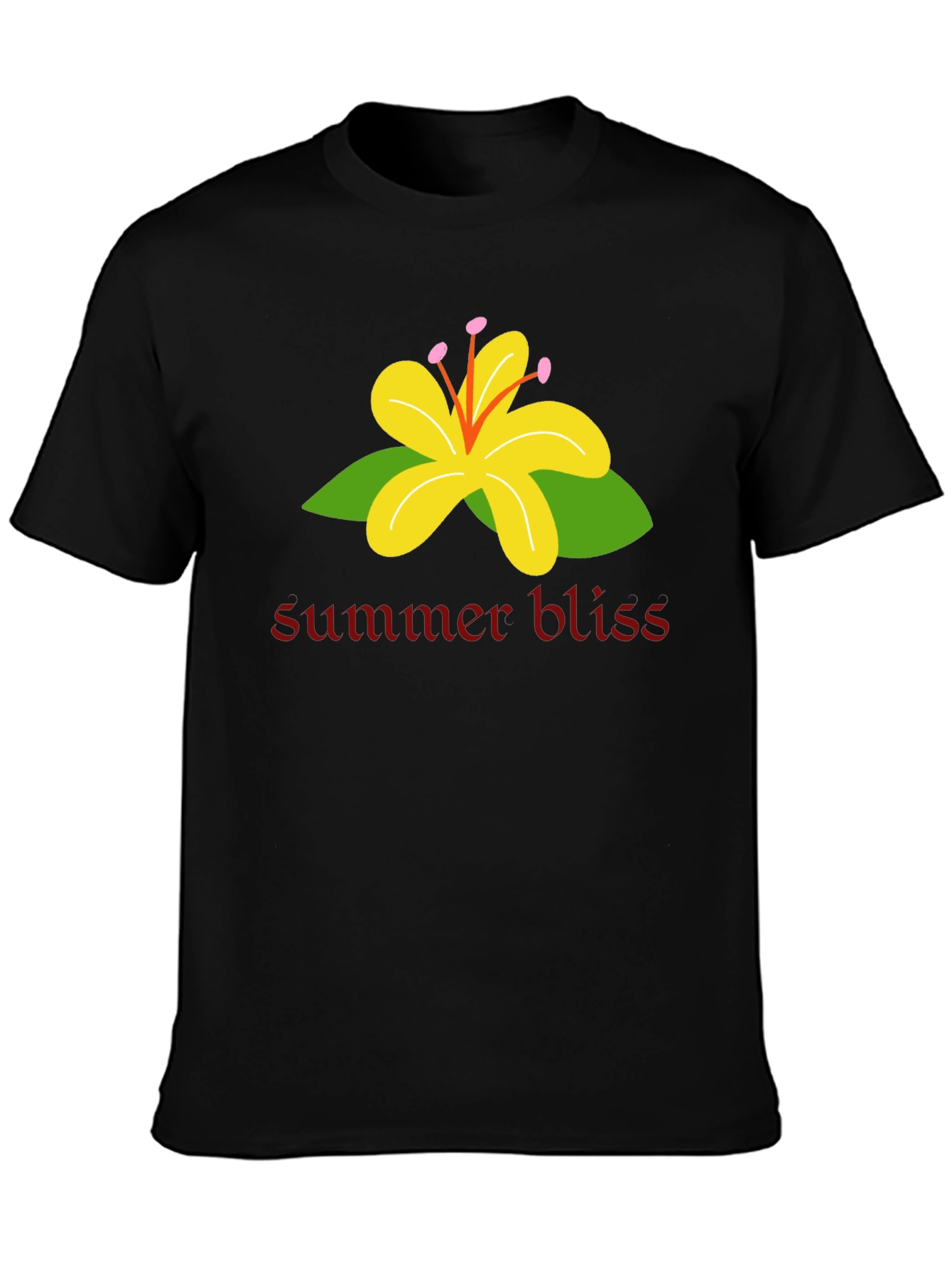 Summer Bliss Graphic T-Shirt - Black Casual Tee