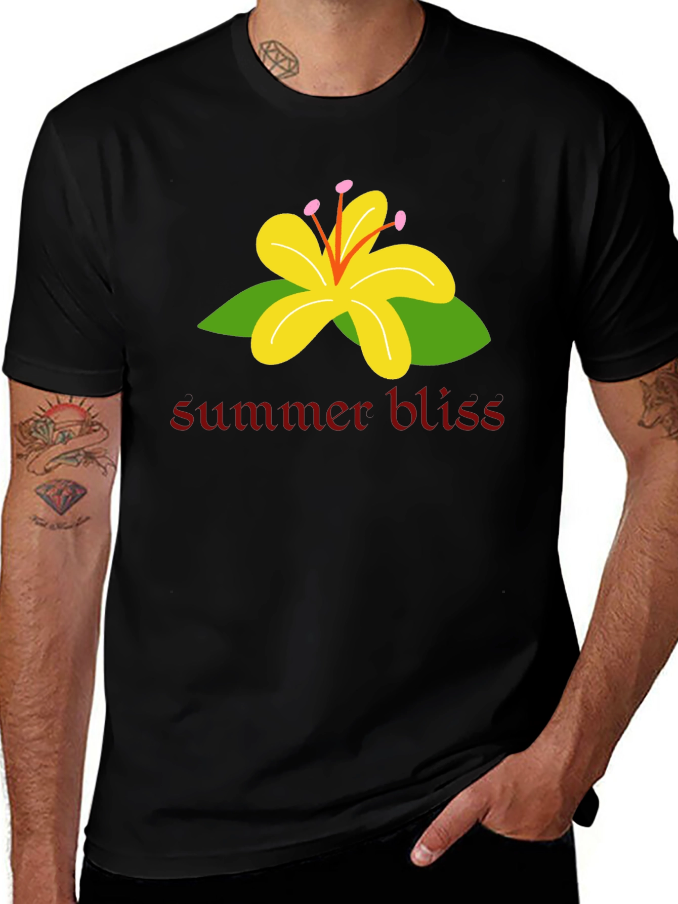 Summer Bliss Graphic T-Shirt - Black Casual Tee